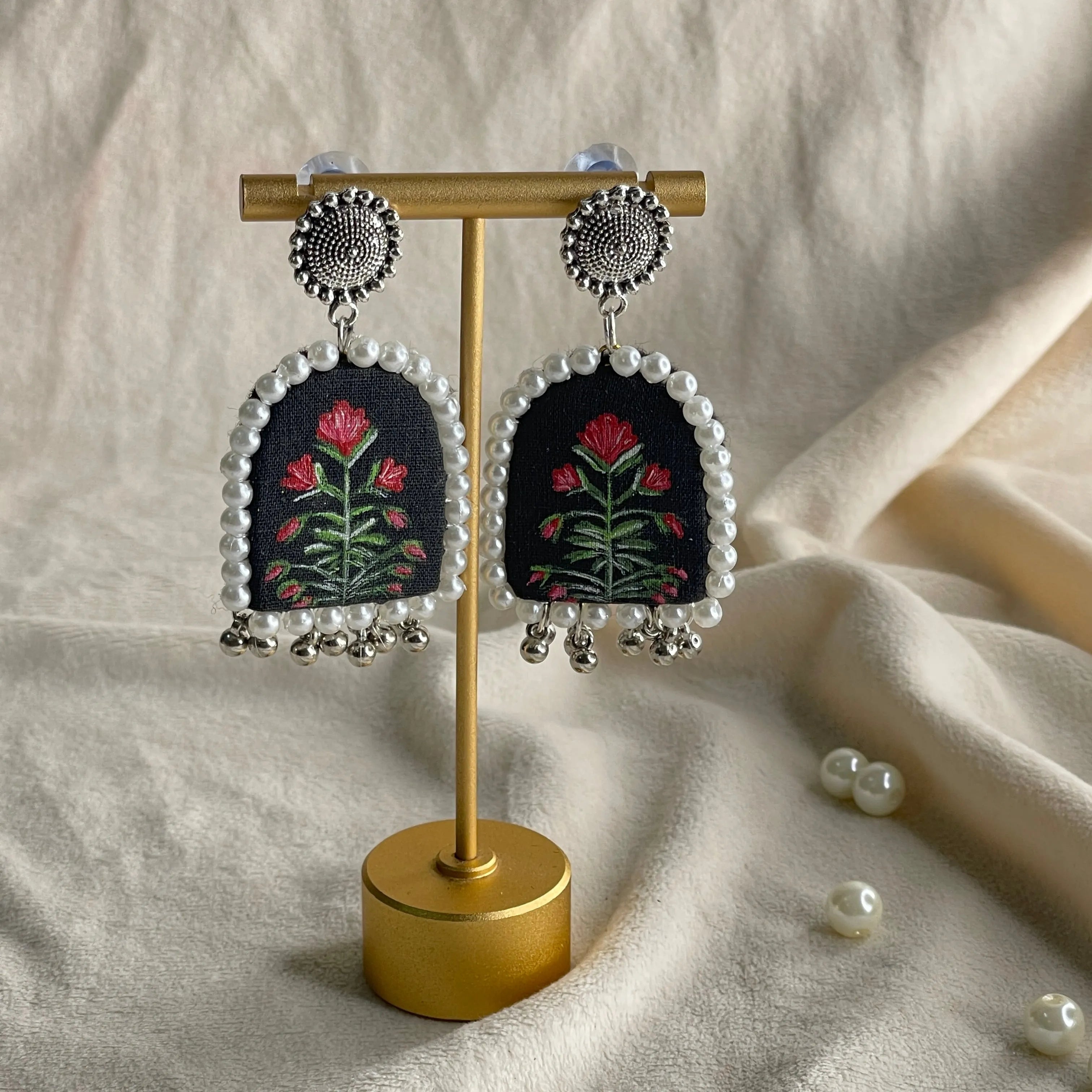 Jharokha Traditional Multi Color Hand Painted Drop (Earrings) HP-ER-067 - KHOJ.CITY