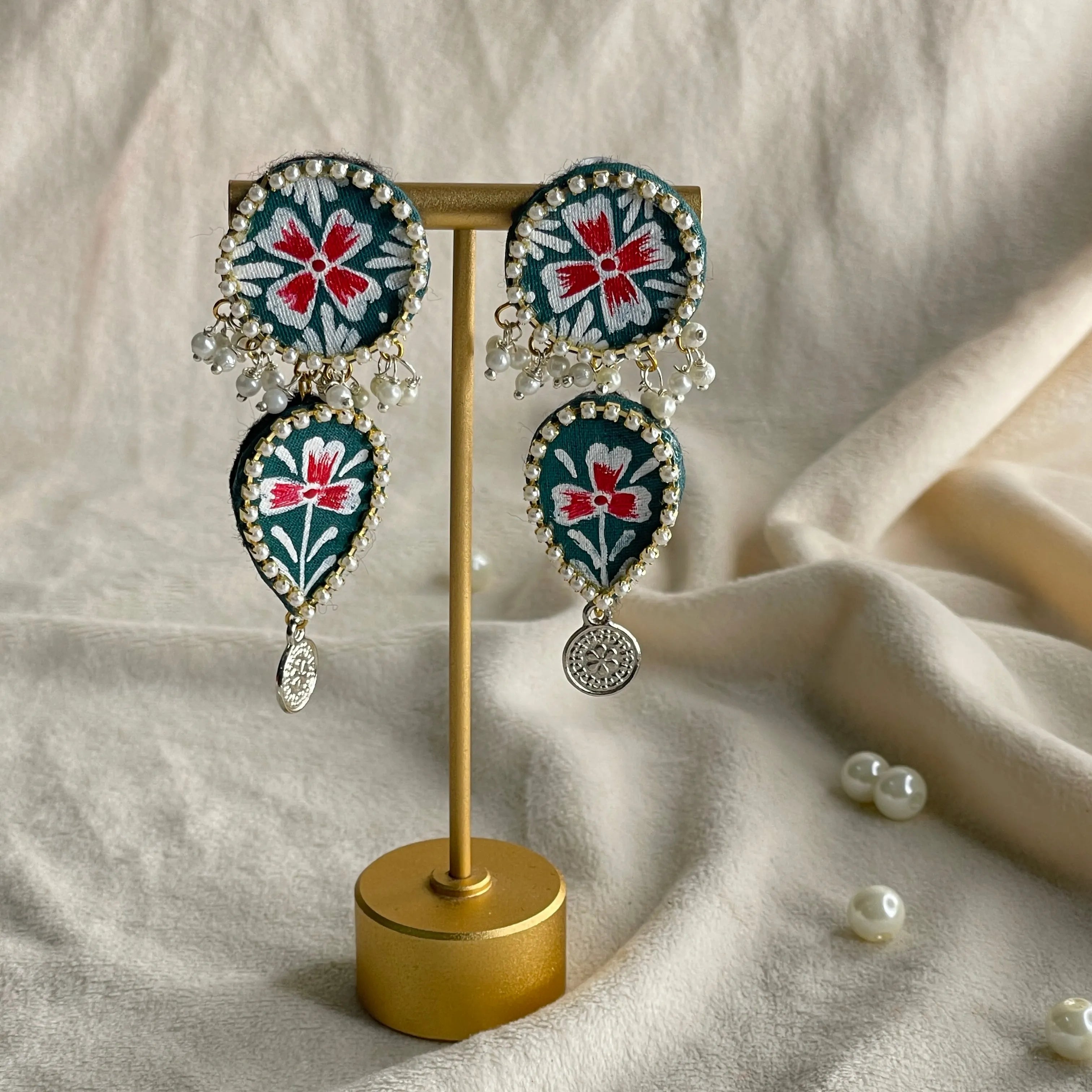 Sharon Traditional Multi Color Hand Painted Drop (Earrings) HP-ER-074 - KHOJ.CITY