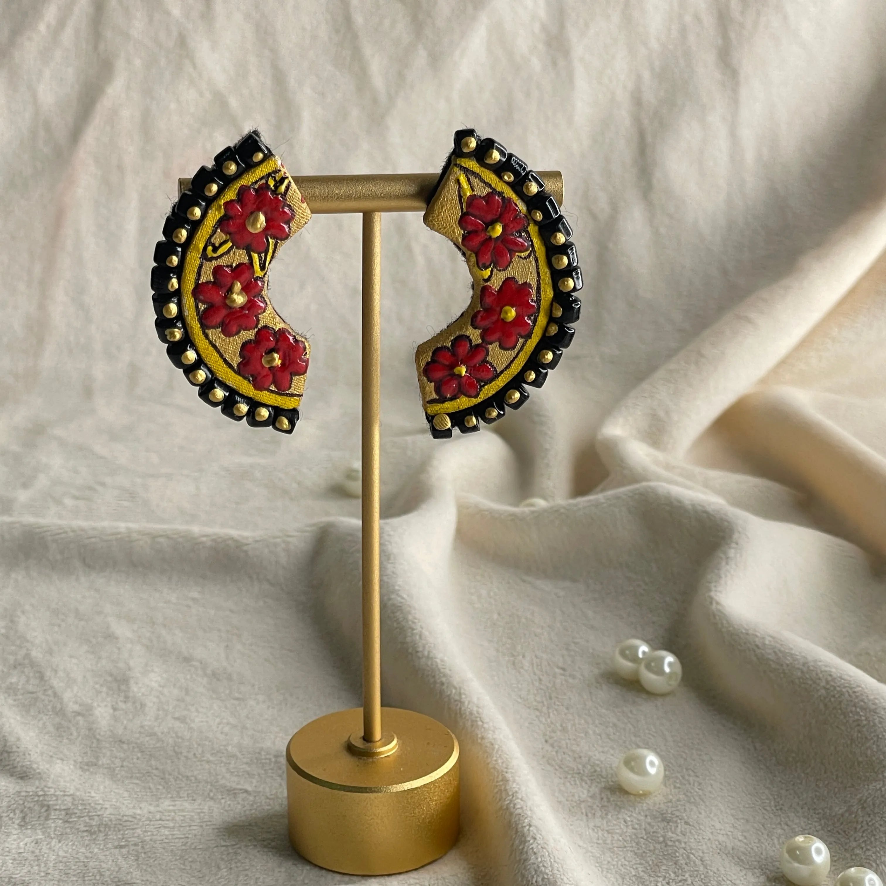 Vine Traditional Multi Color Hand Painted Drop (Earrings) HP-ER-076 - KHOJ.CITY