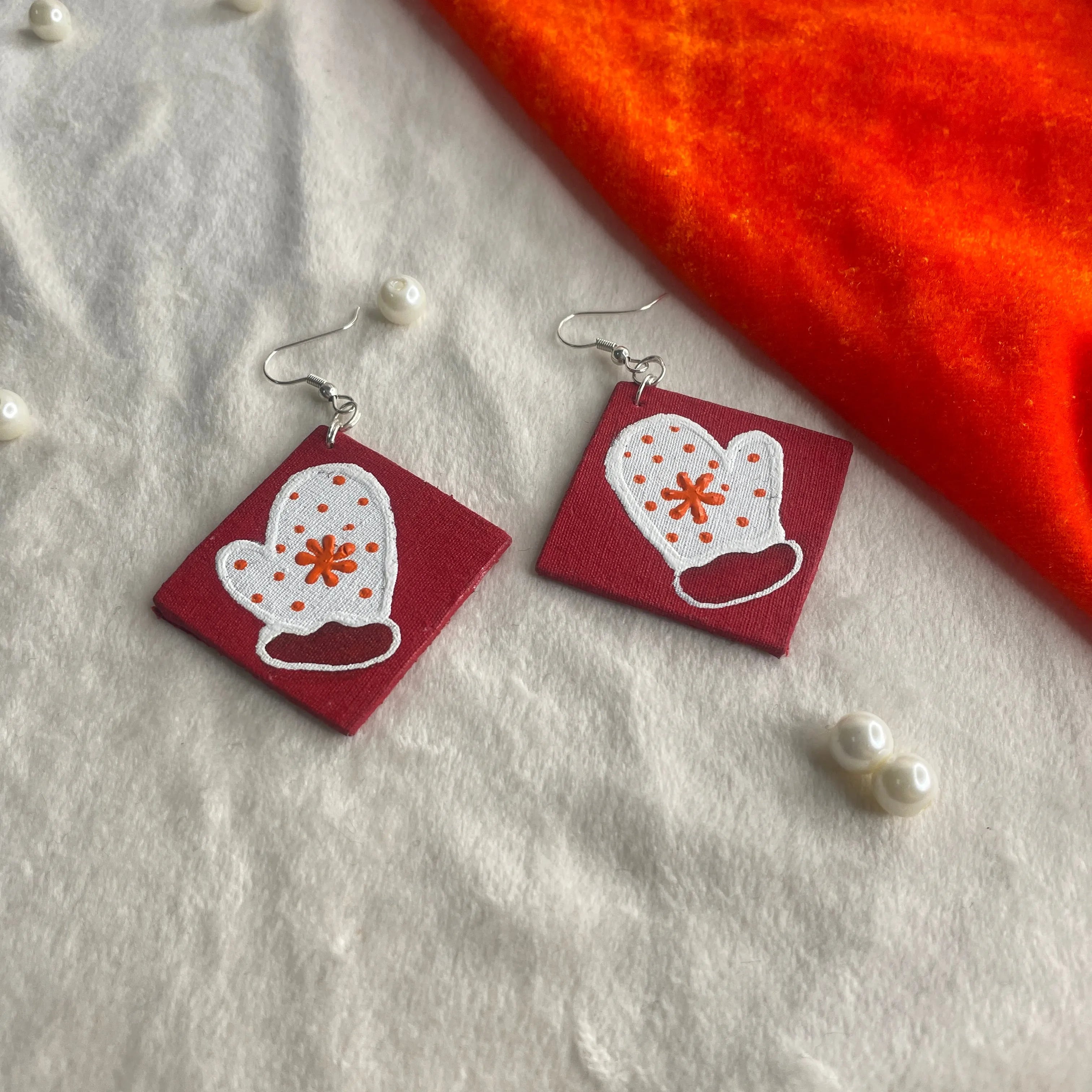 Christmas Glove Multi Color Hand Painted Drop (Earrings) HP-ER-071 - KHOJ.CITY