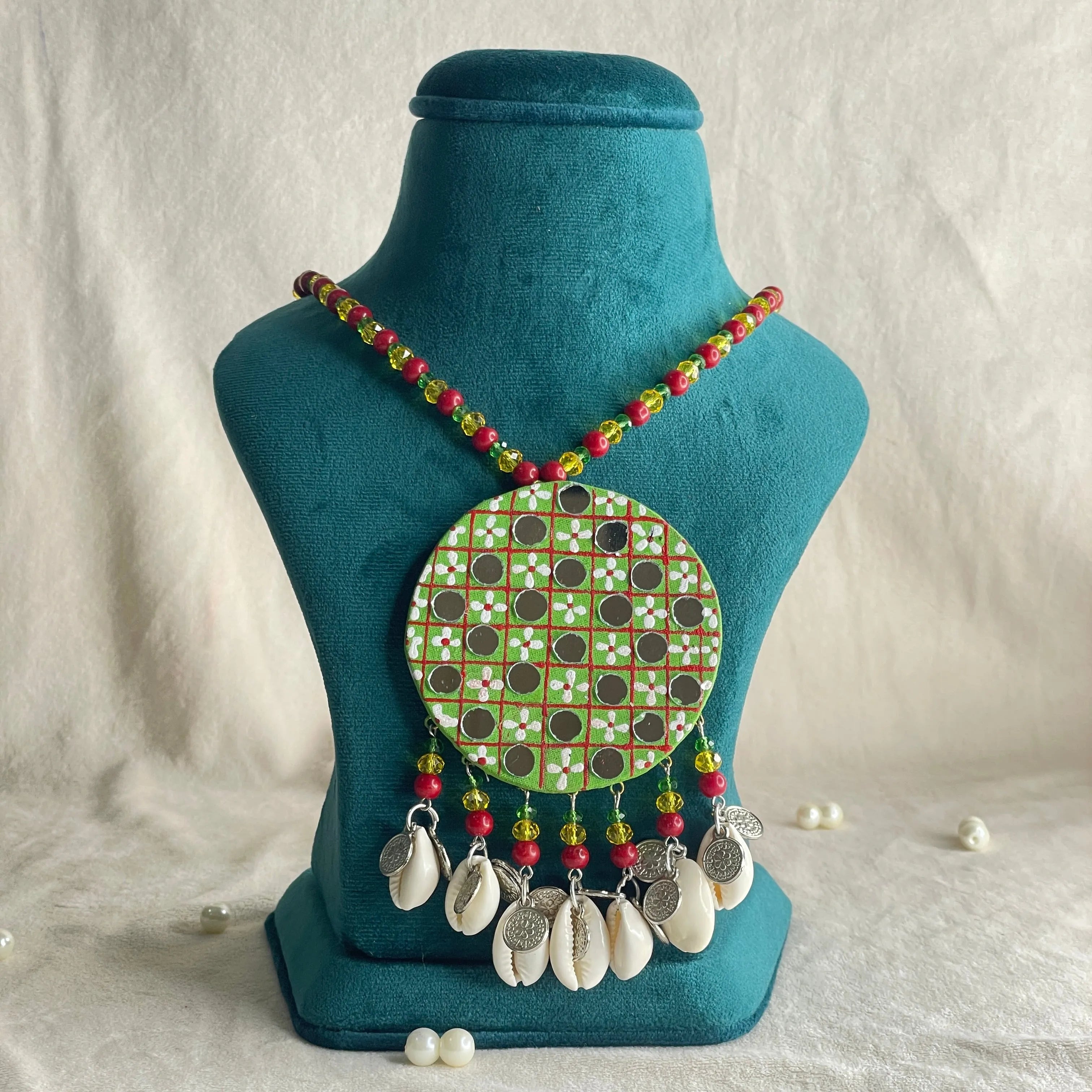 Olive Classic Multi Color Hand Painted (Necklace) HP-NP-124 - KHOJ.CITY
