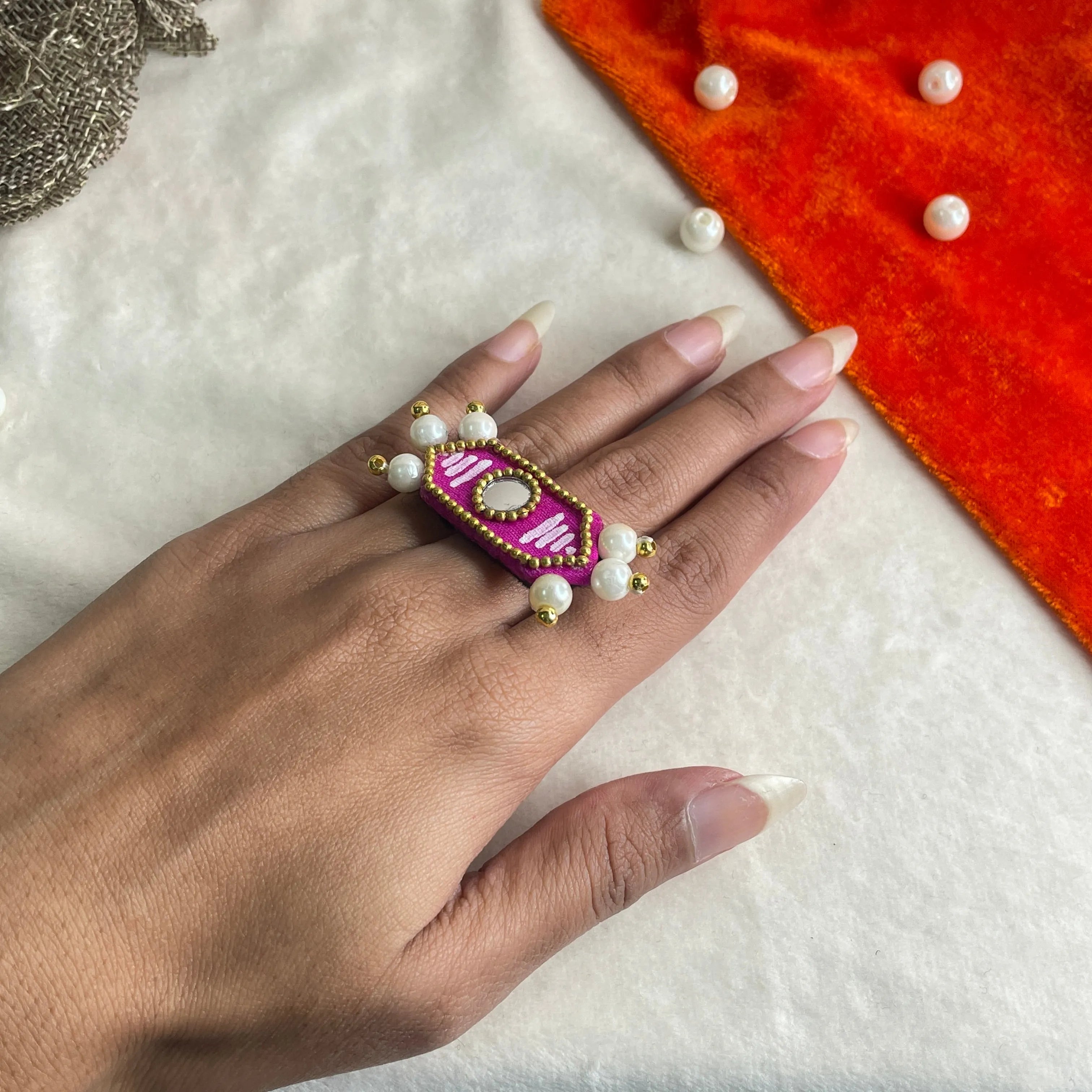 Nalini Classic Multi Color Hand Painted (Ring) HP-RG-001 - KHOJ.CITY