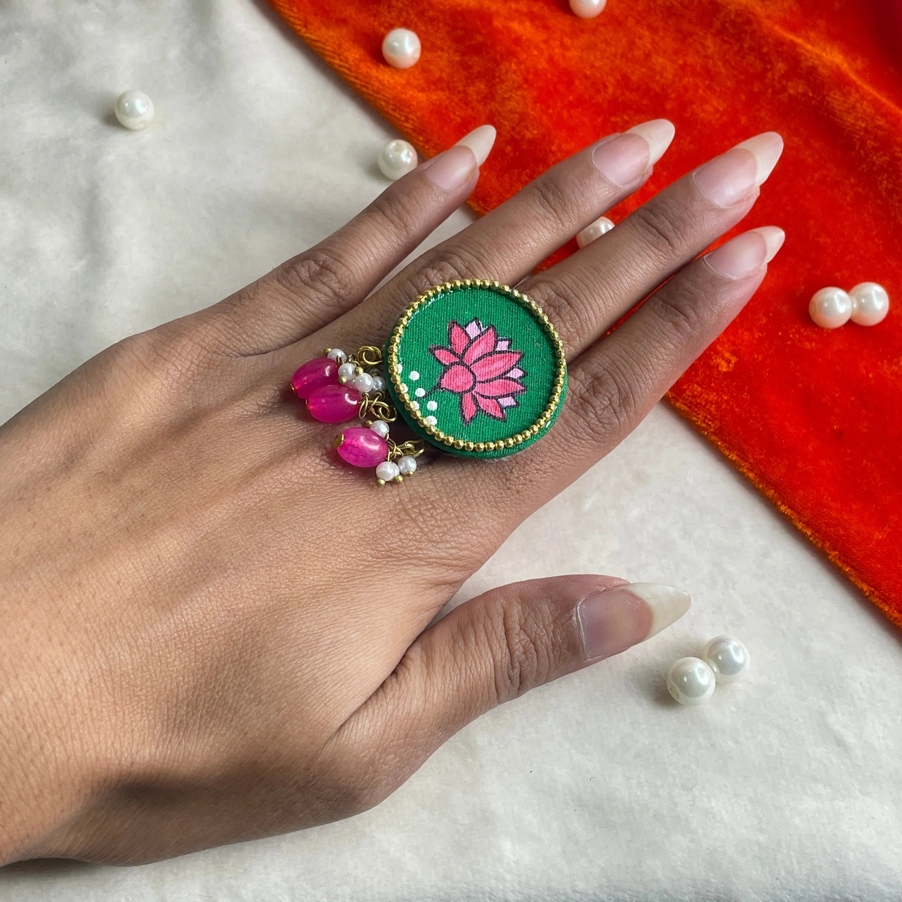 Grassy Classic Multi Color Hand Painted (Ring) HP-RG-002 - KHOJ.CITY