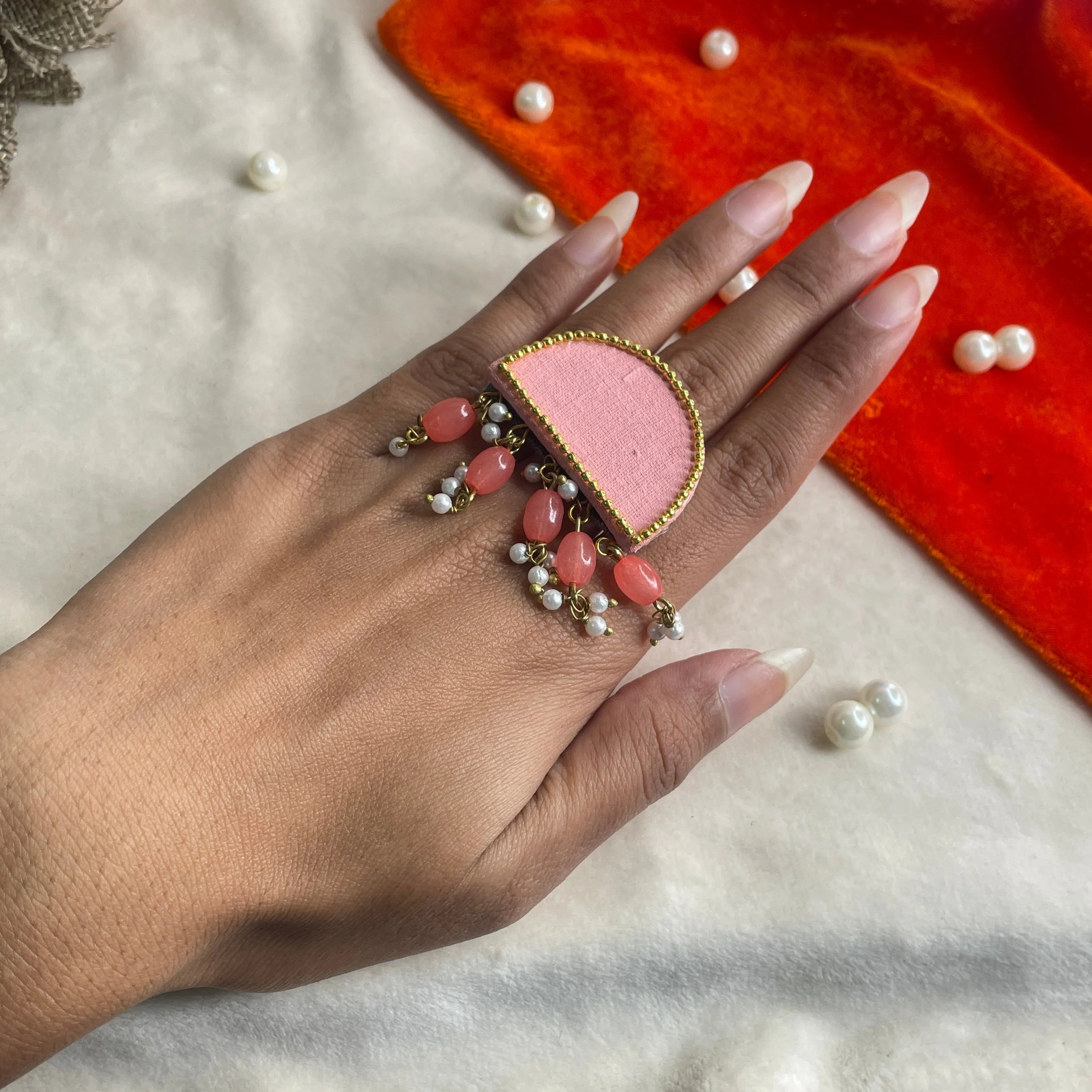 Salmon Classic Multi Color Hand Painted (Ring) HP-RG-003 - KHOJ.CITY
