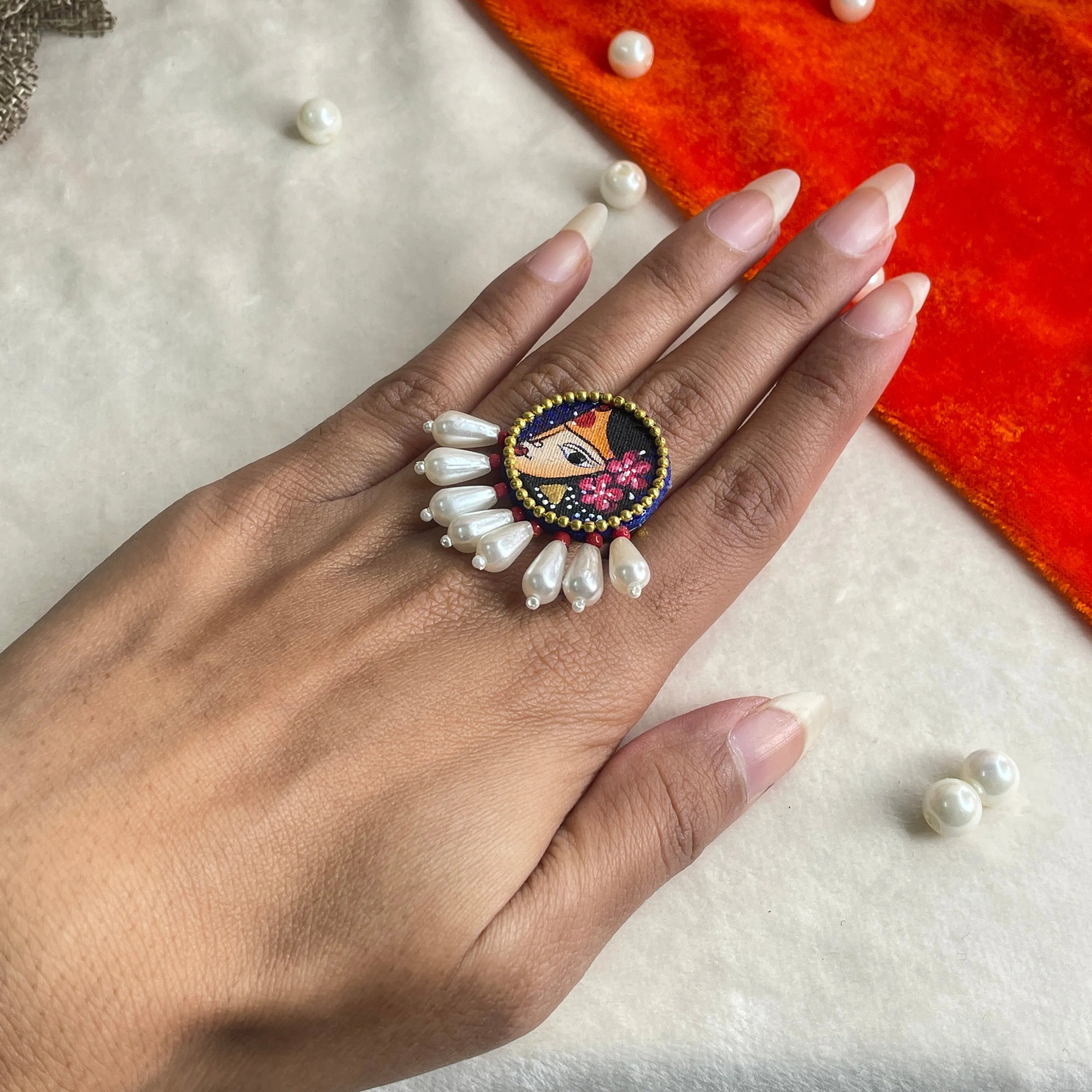 Amyah Bohemian Multi Color Hand Painted (Ring) HP-RG-005 - KHOJ.CITY