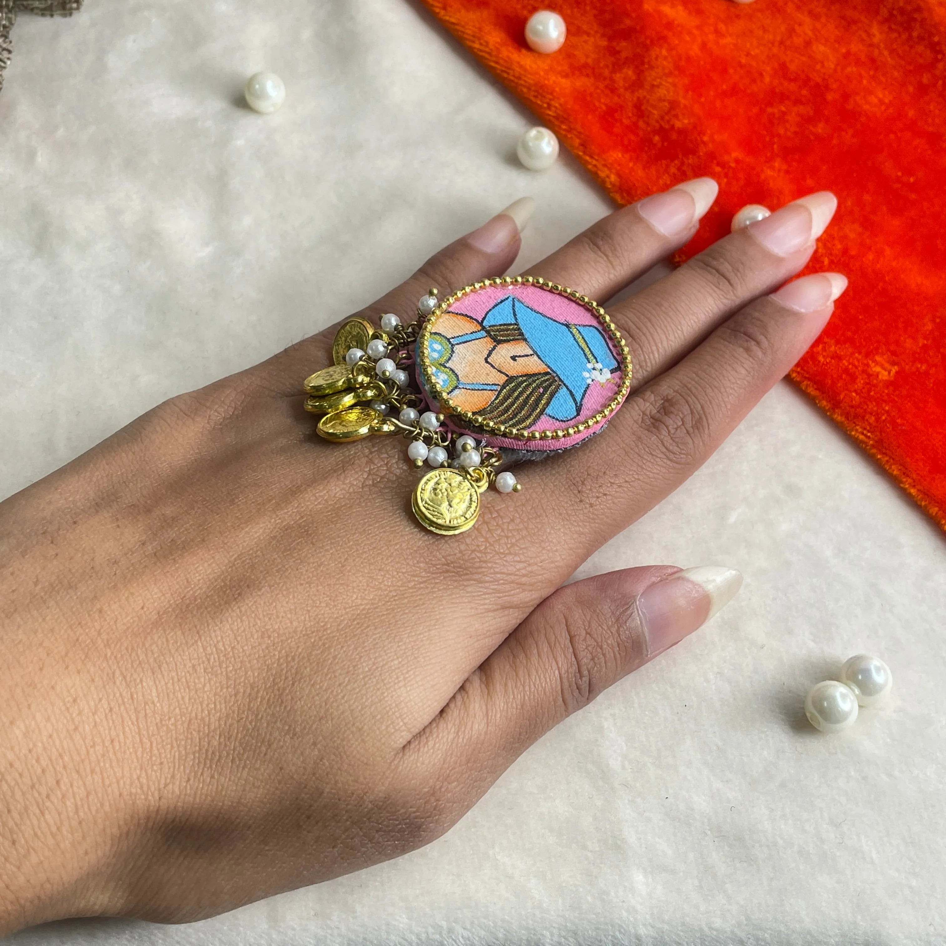 Saint Classic Multi Color Hand Painted (Ring) HP-RG-006 - KHOJ.CITY