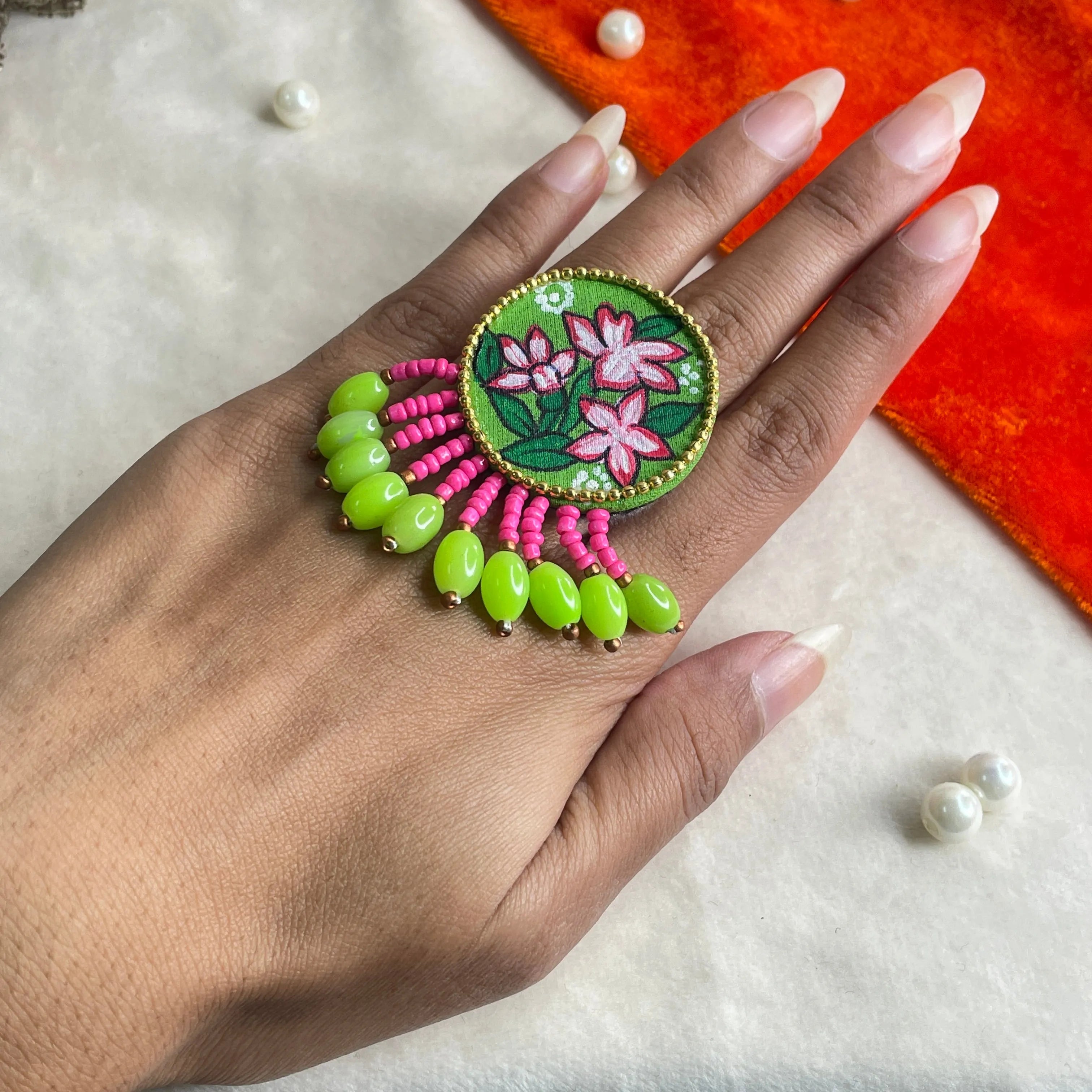 Jinni Classic Multi Color Hand Painted (Ring) HP-RG-007 - KHOJ.CITY