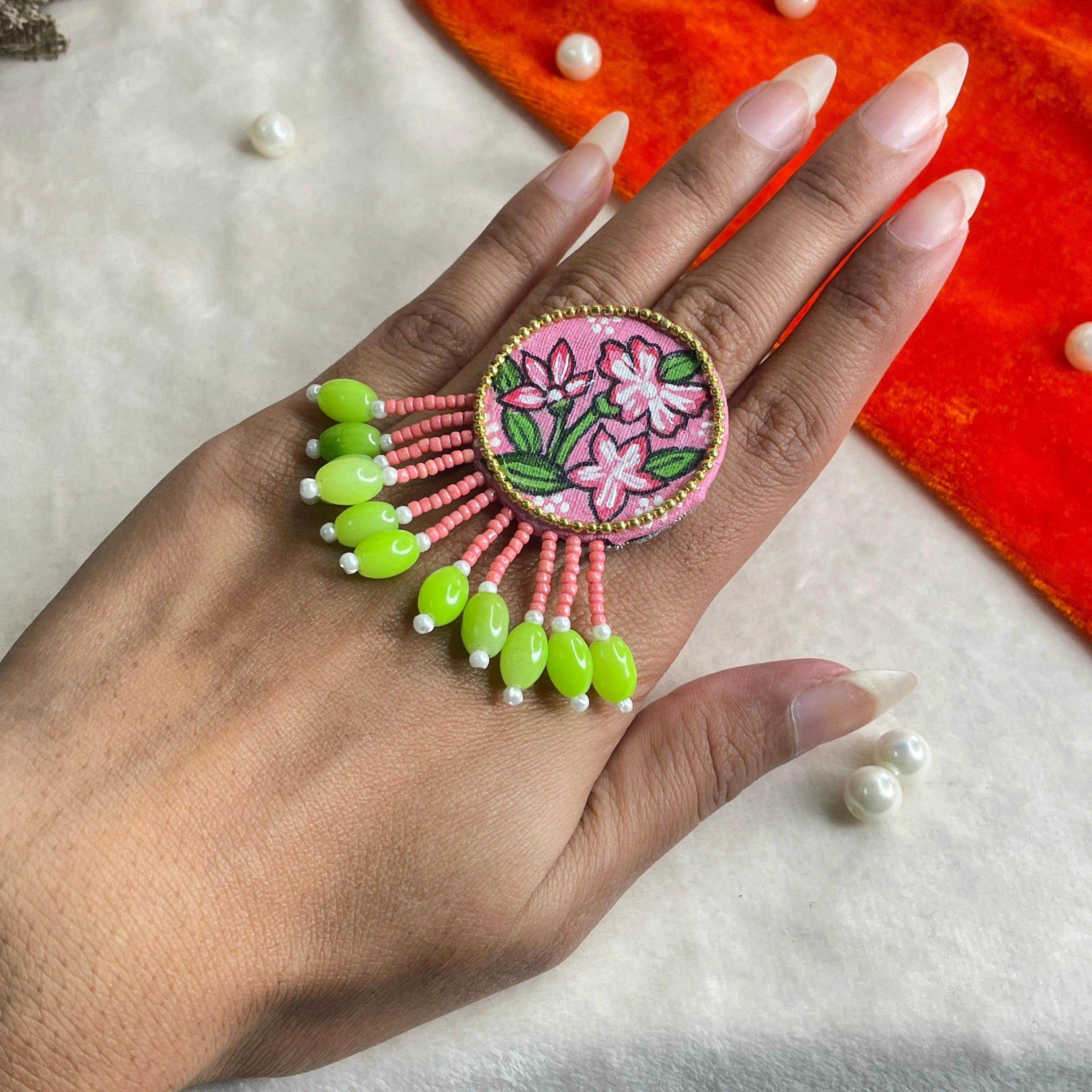 Shell Classic Multi Color Hand Painted (Ring) HP-RG-008 - KHOJ.CITY