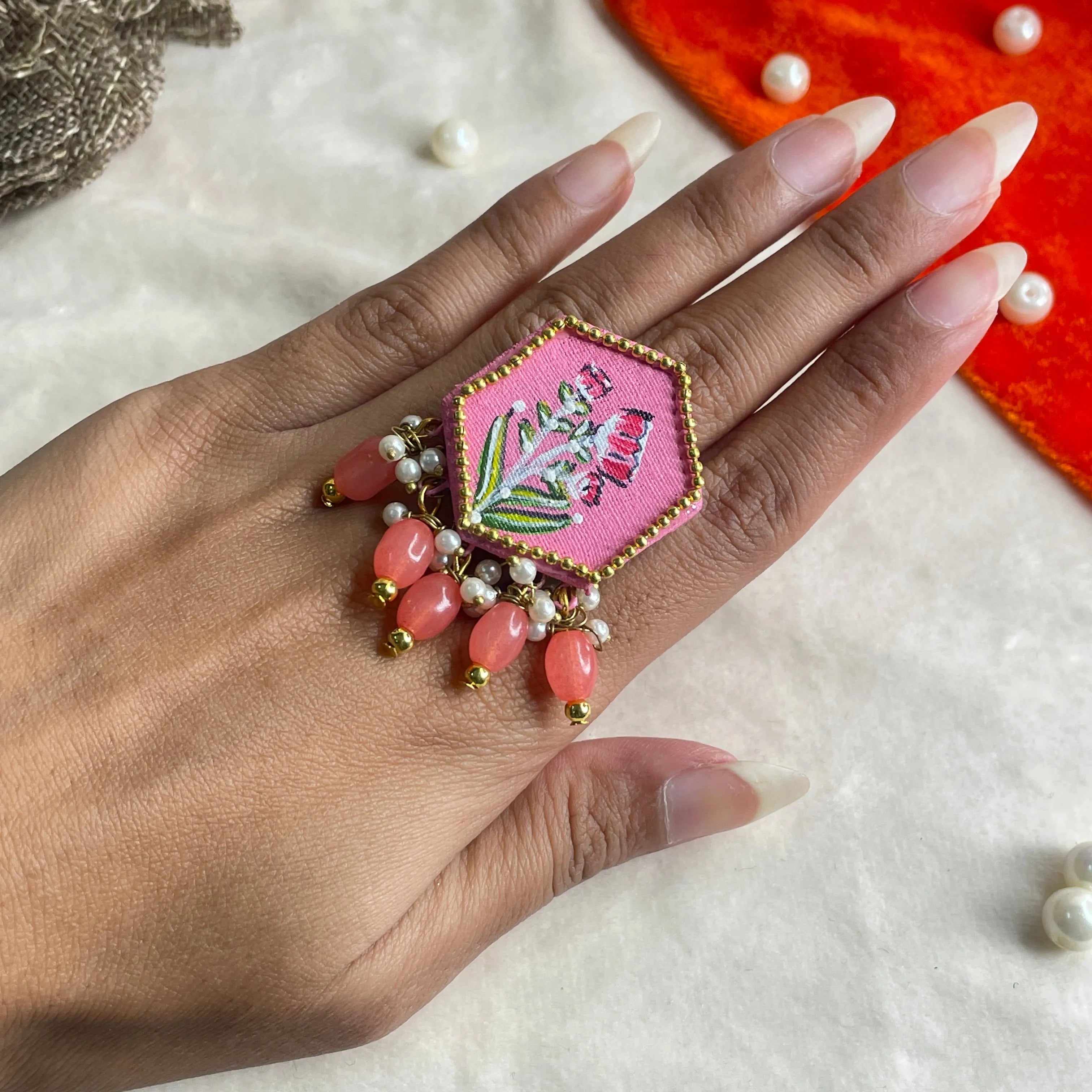 Peachy Classic Multi Color Hand Painted (Ring) HP-RG-012 - KHOJ.CITY