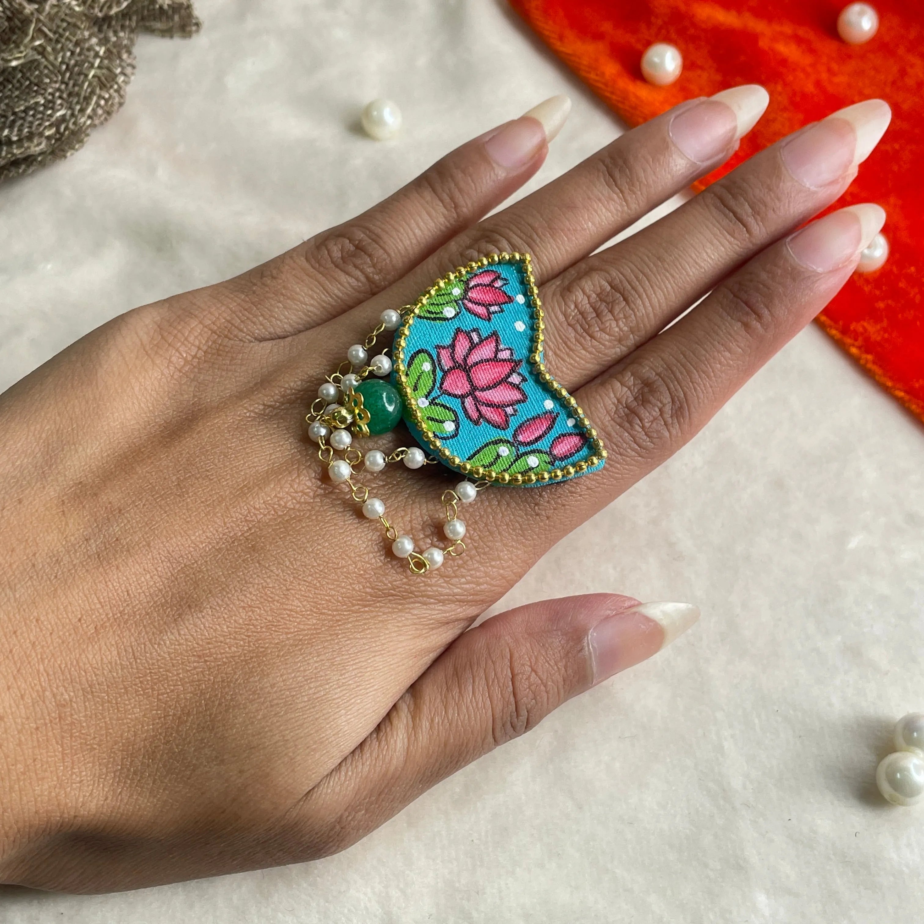 Kaatyayani Classic Multi Color Hand Painted (Ring) HP-RG-014 - KHOJ.CITY