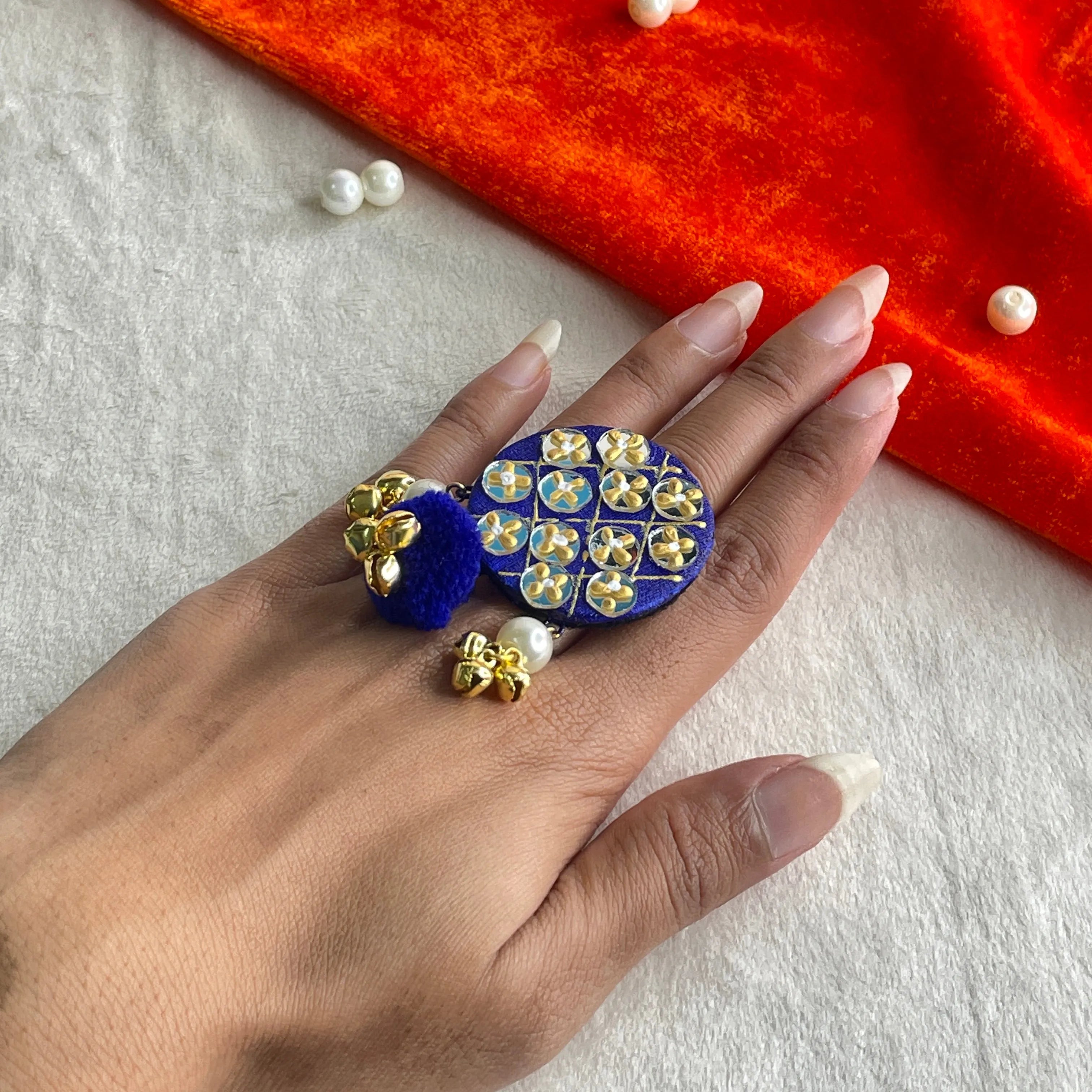 Azure Classic Multi Color Hand Painted (Ring) HP-RG-016 - KHOJ.CITY