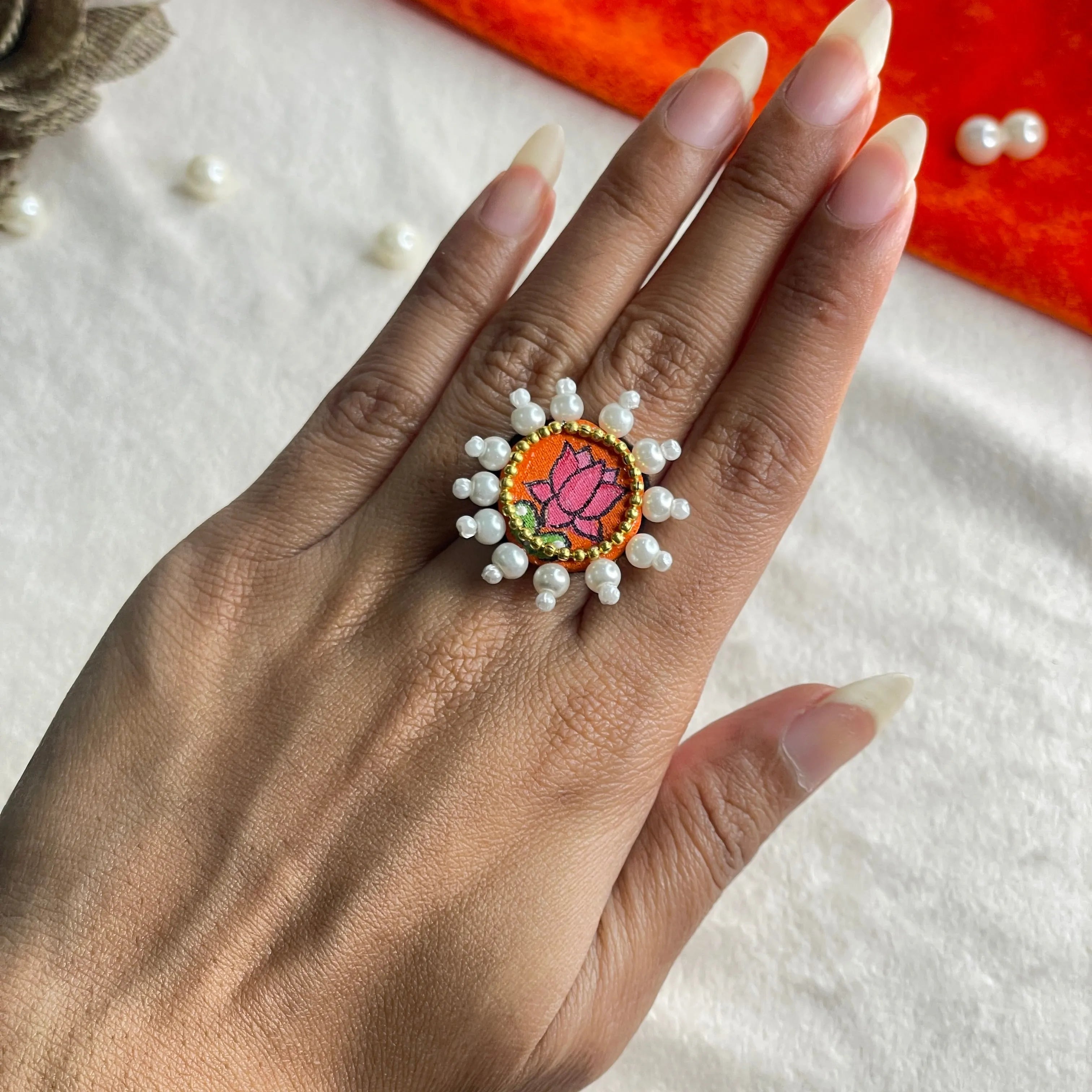 Ochre Classic Multi Color Hand Painted (Ring) HP-RG-017 - KHOJ.CITY