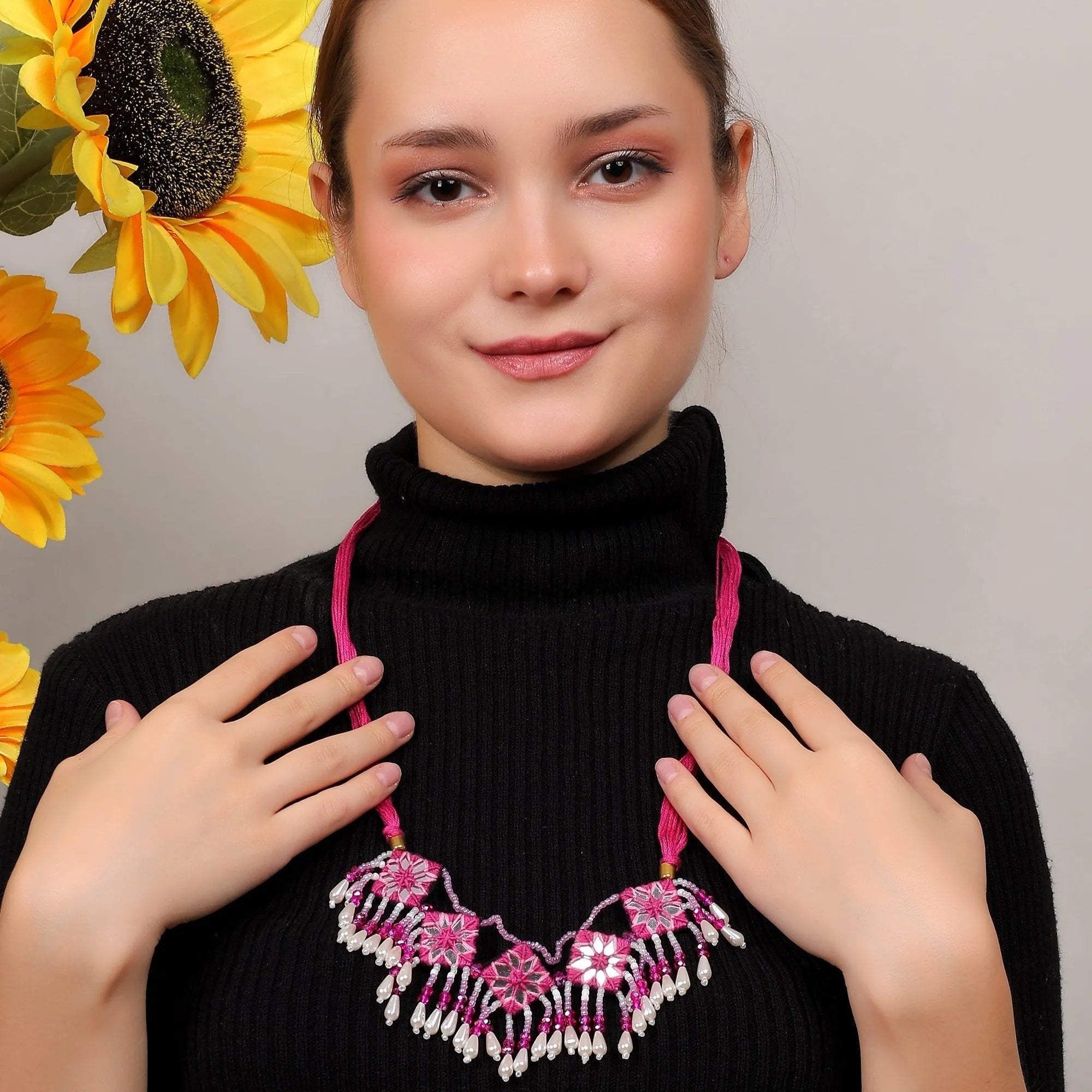 Harper Mirror Classic Multi Color Handmade (Choker Set) HM-NP-006 - KHOJ.CITY