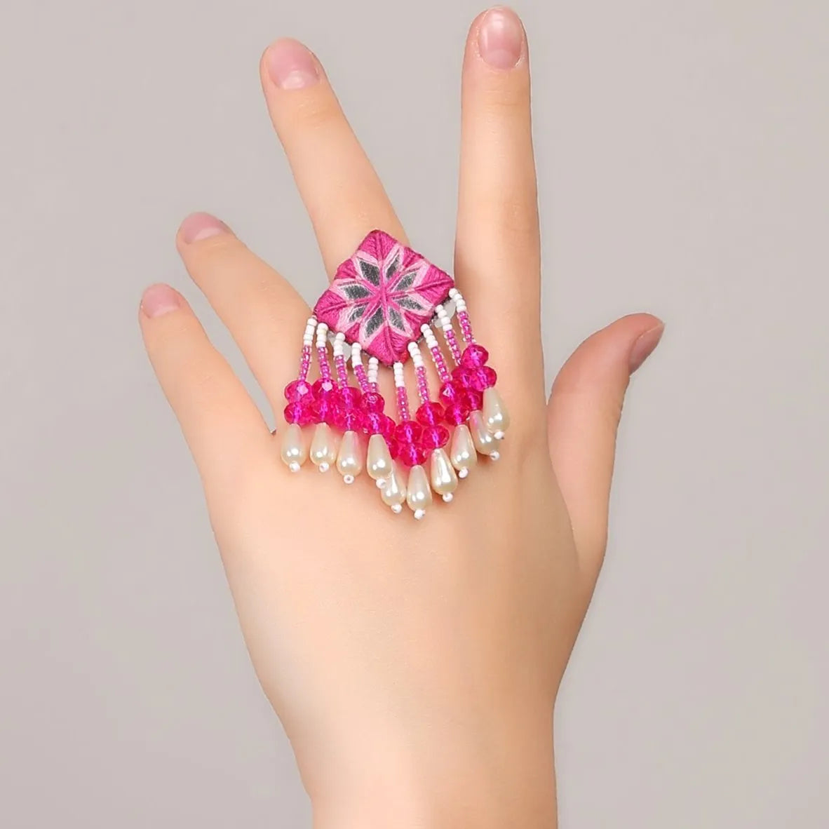 Harper Mirror Classic Multi Color Handmade (Ring) HM-RG-007 - KHOJ.CITY