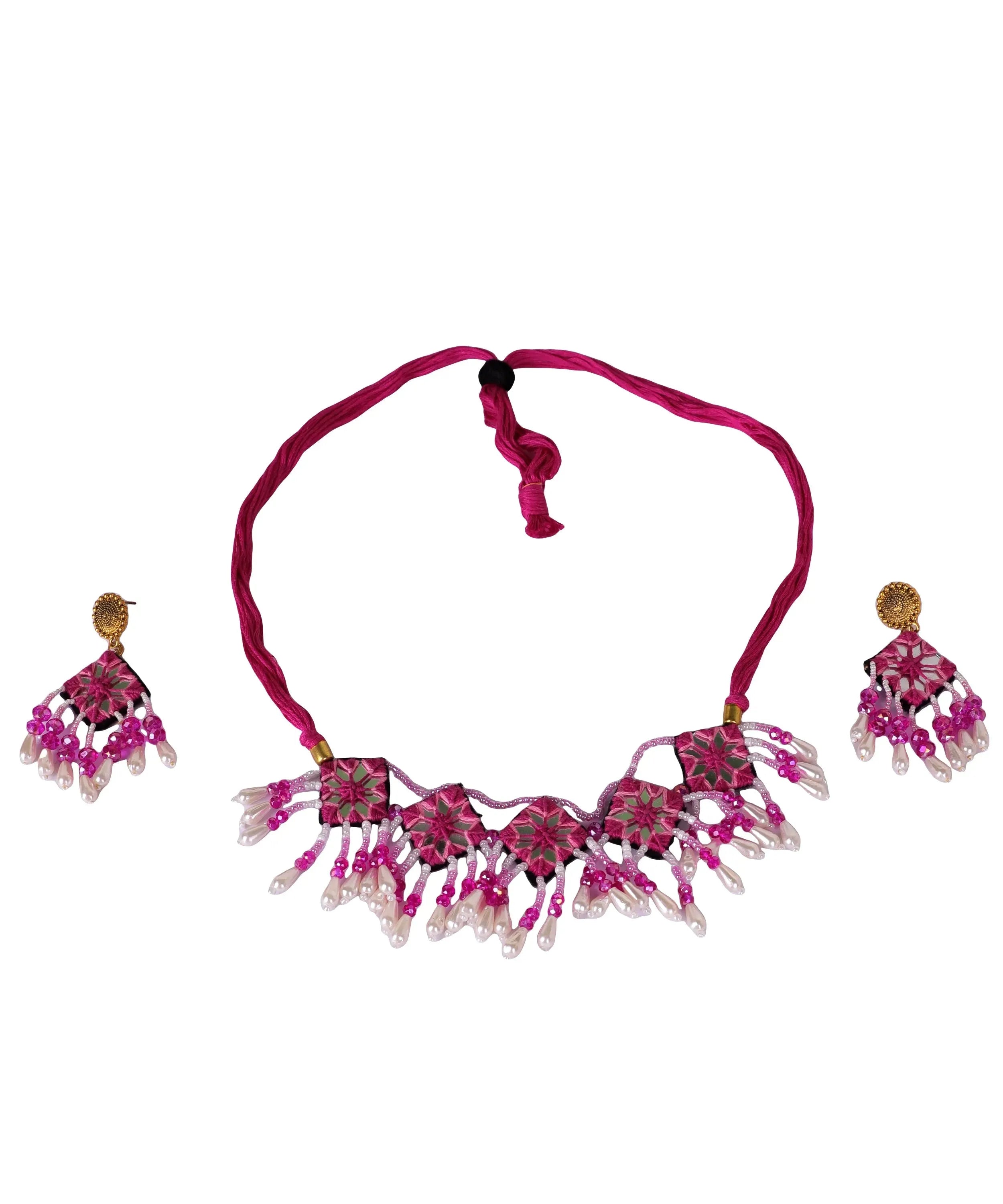 Harper Mirror Classic Multi Color Handmade Bridal Jewellery (Choker set) - 018 - KHOJ.CITY