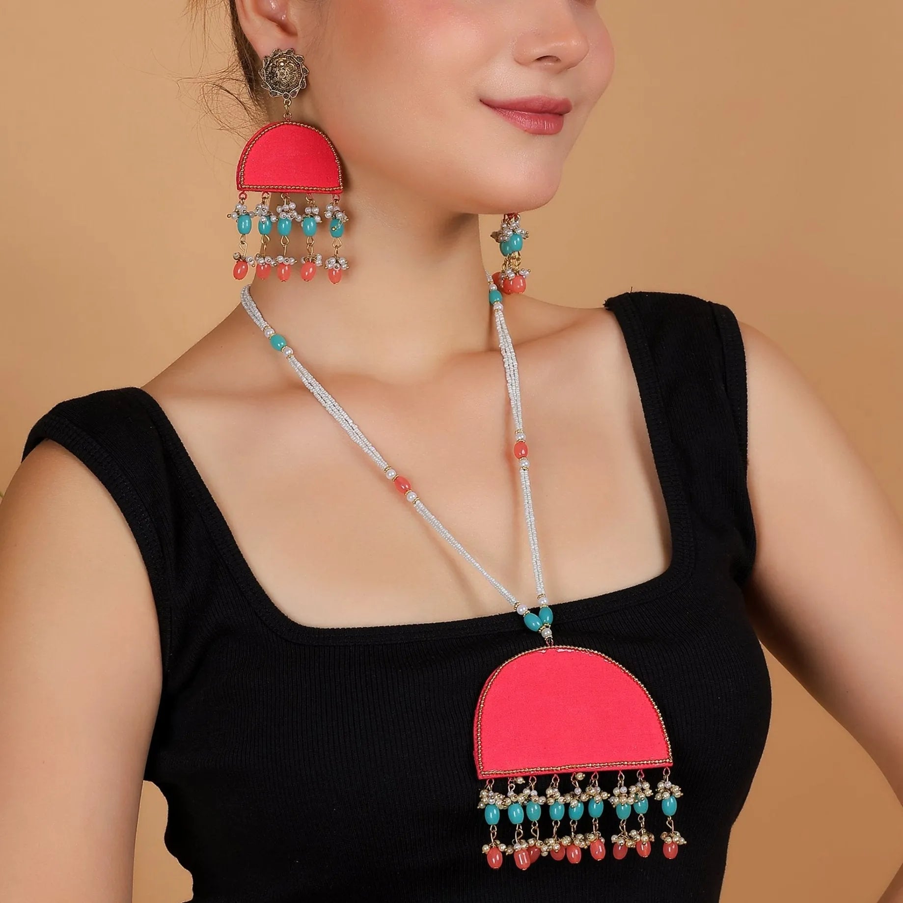 Hasti Classic Multi Color Hand Painted (Necklace Set) HP-NP-189 - KHOJ.CITY