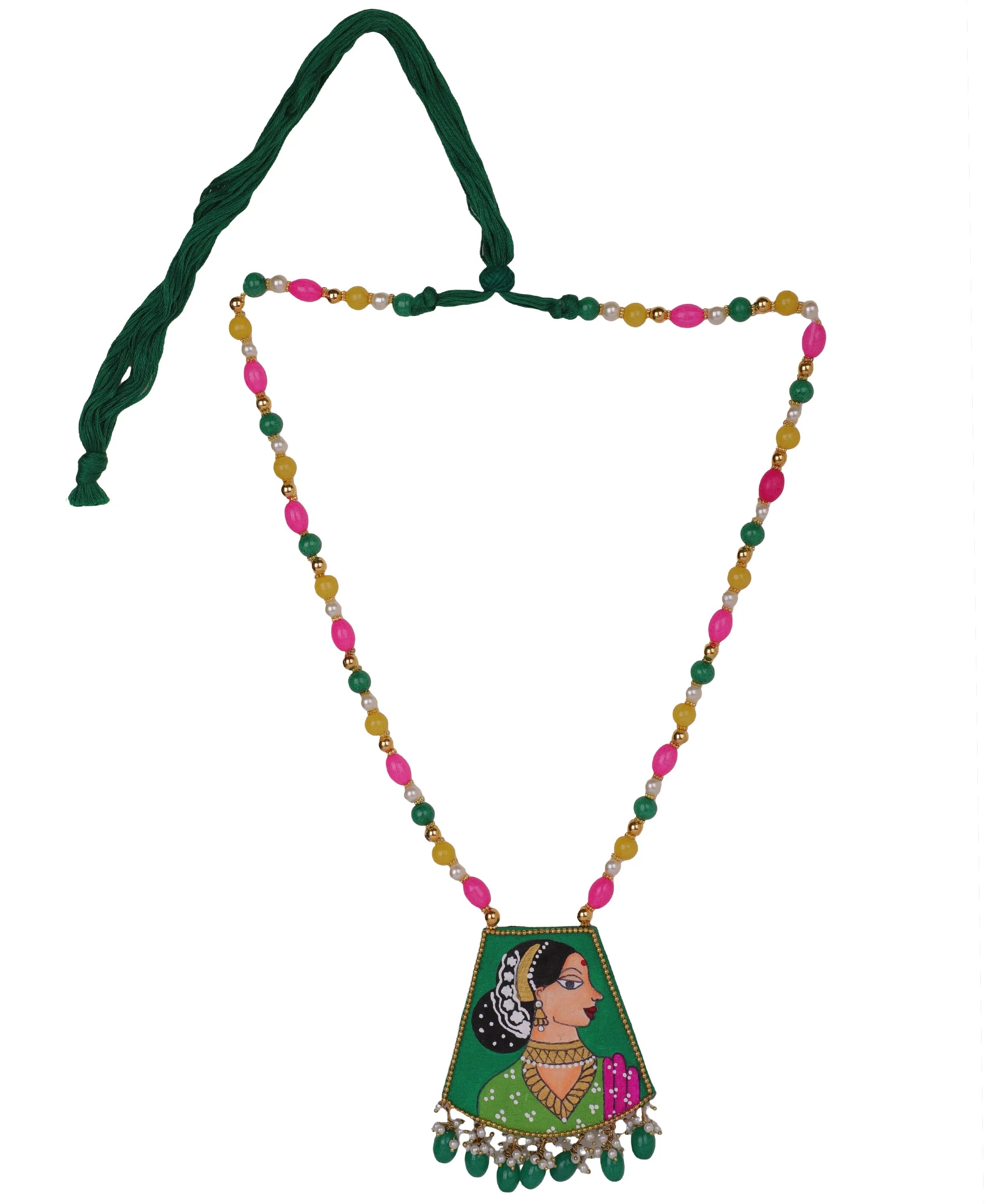 Hemlata Traditional Green Hand Painted (Necklace) HP-NP-044 - KHOJ.CITY