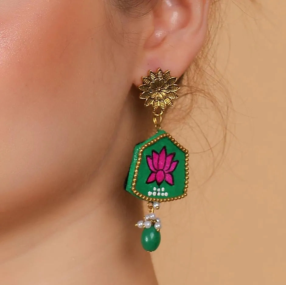 Hemlata Traditional Green Hand Painted (Necklace Set) HP-NP-190 - KHOJ.CITY