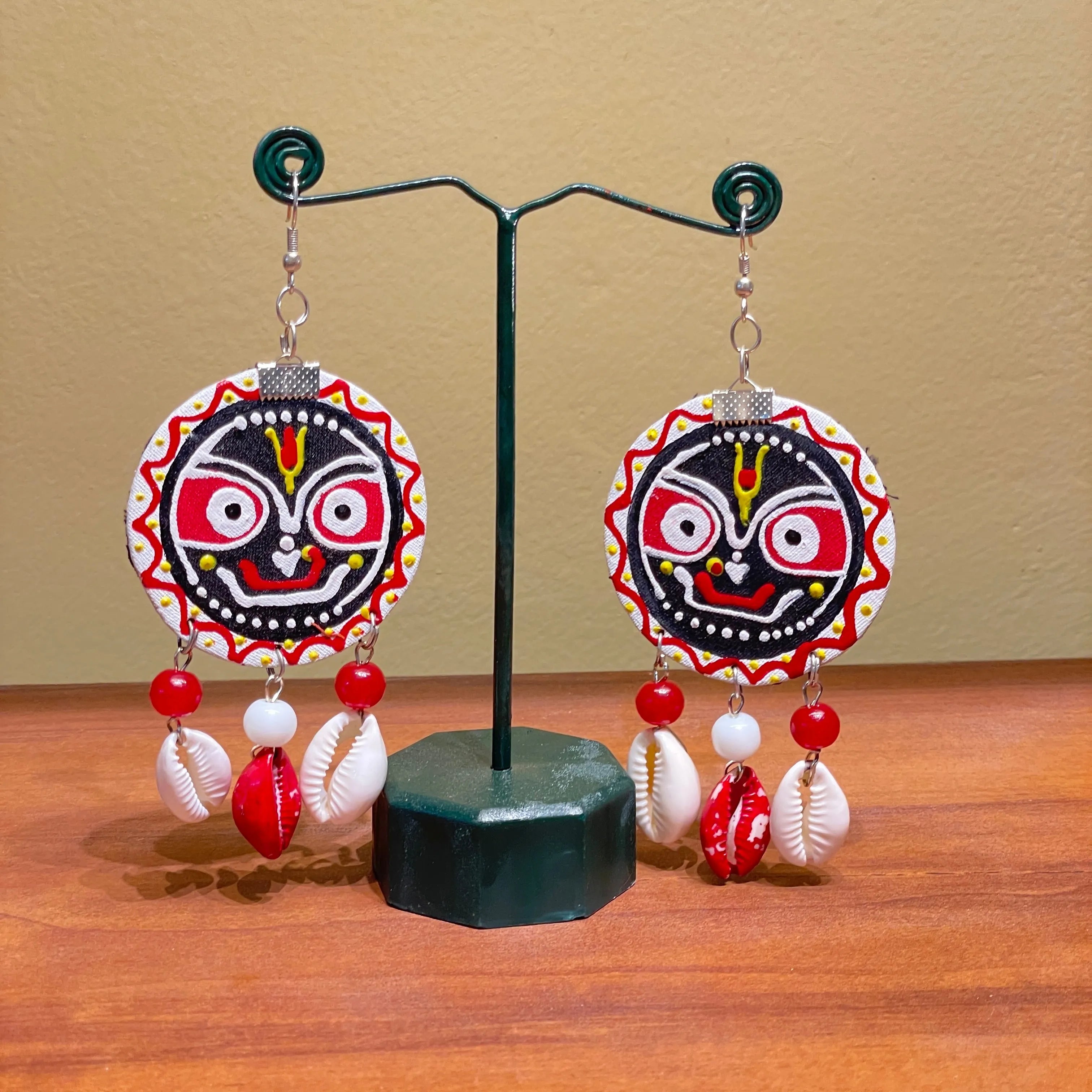Jagabandhu Traditional Multi Color Hand Painted Drop (Earrings) HP-ER-079 - KHOJ.CITY