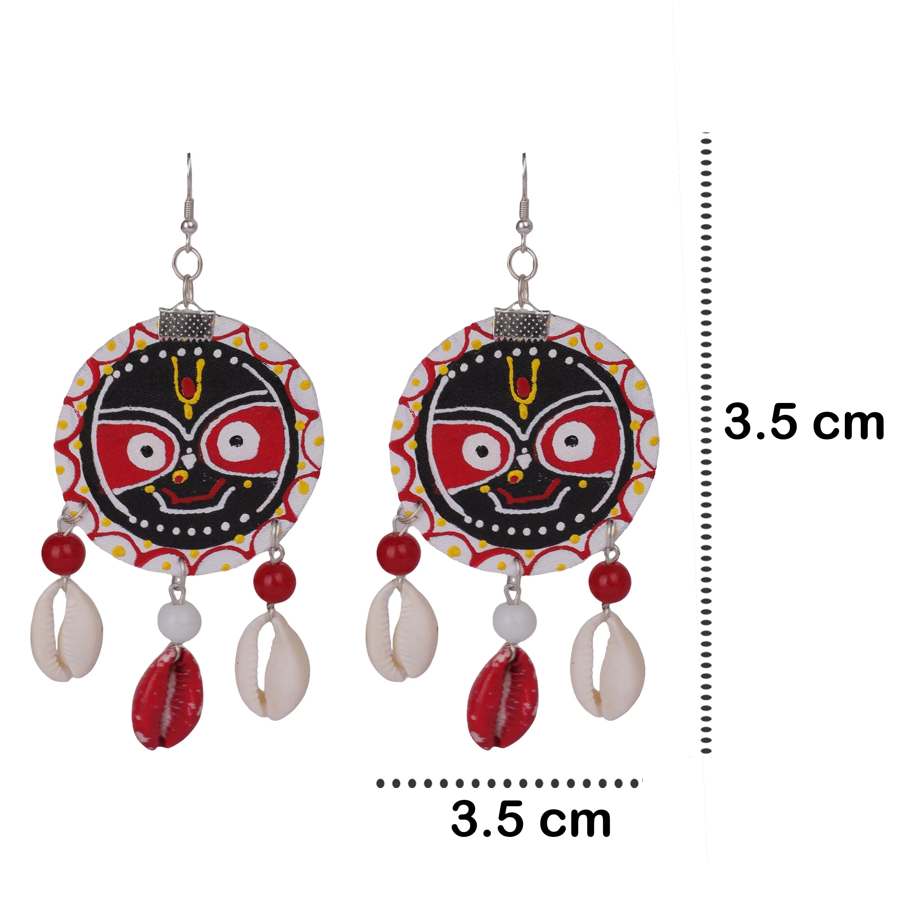 Jagabandhu Traditional Multi Color Hand Painted Drop (Earrings) HP-ER-079 - KHOJ.CITY
