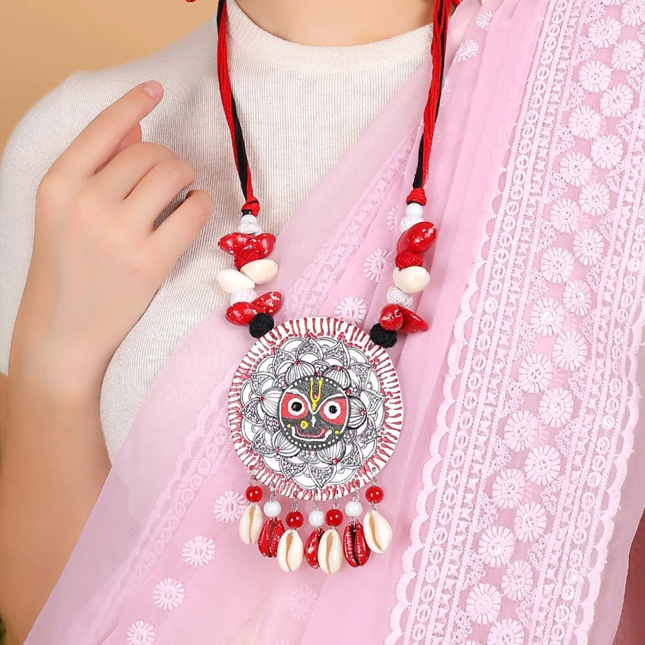 Jagabandhu Traditional Multi Color Hand Painted (Necklace) HP-NP-126 - KHOJ.CITY