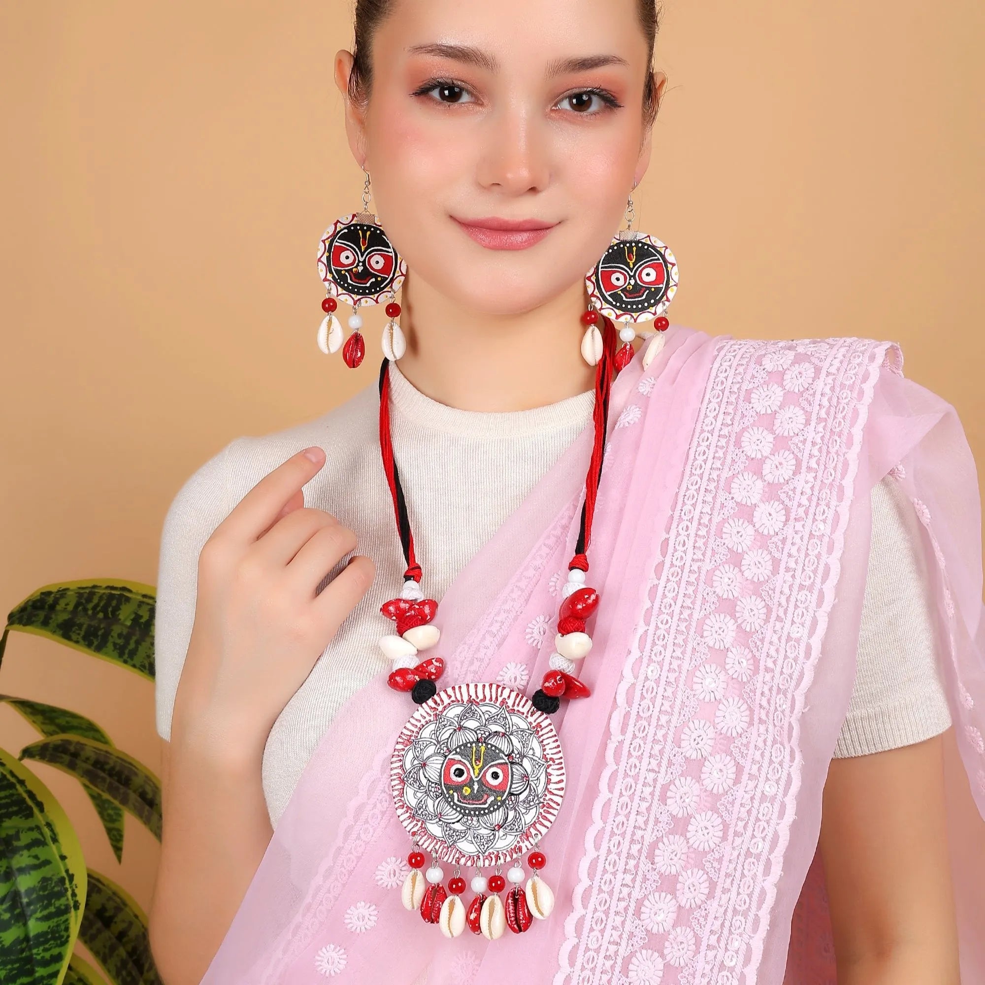 Jagabandhu Traditional Multi Color Hand Painted (Necklace Set) HP-NP-191 - KHOJ.CITY