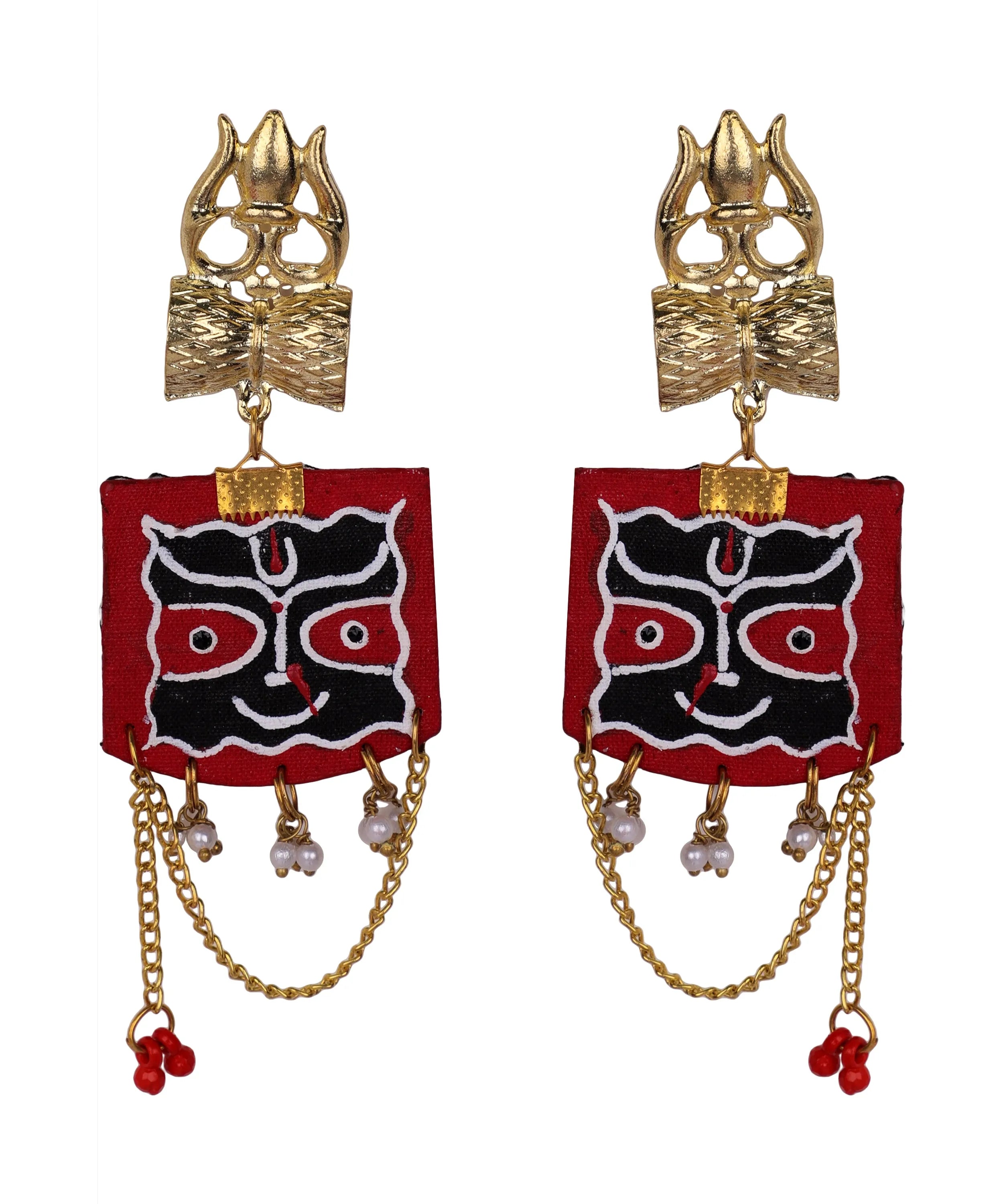Jagannath Traditional Multi Color Hand Painted Drop (Earrings) HP-ER-080 - KHOJ.CITY