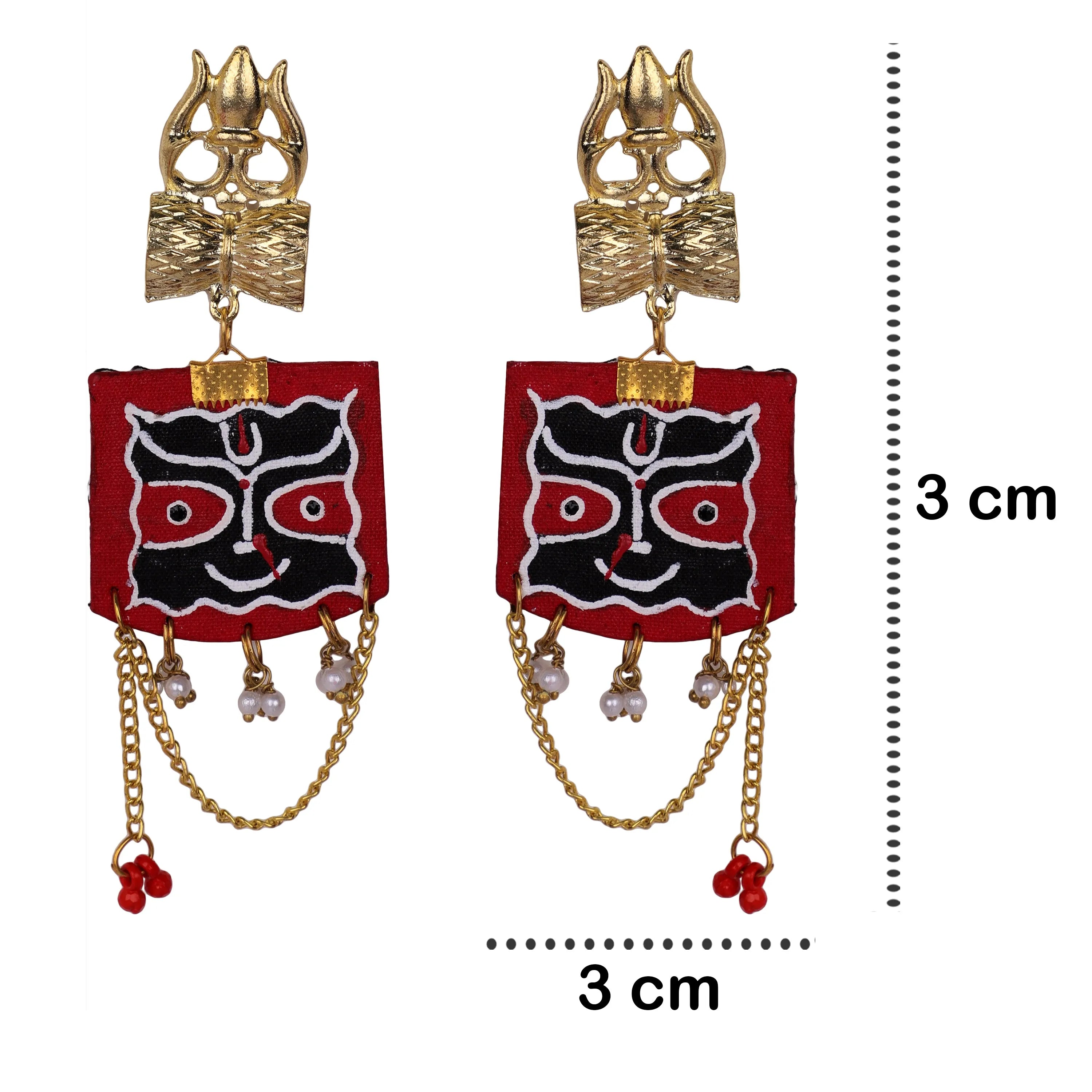 Jagannath Traditional Multi Color Hand Painted Drop (Earrings) HP-ER-080 - KHOJ.CITY