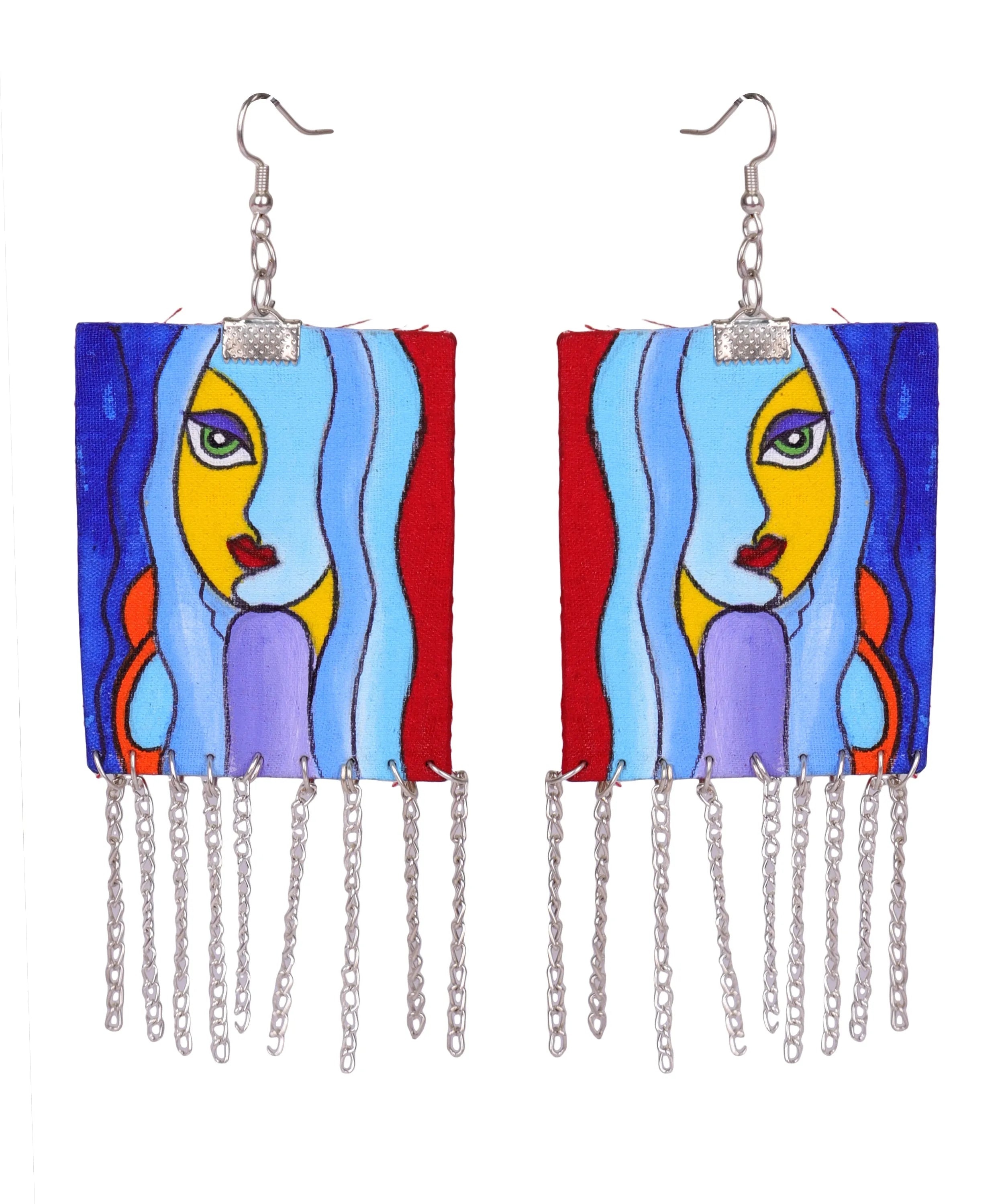 Jahanara Bohemian Multi Color Hand Painted Drop (Earrings) HP-ER-081 - KHOJ.CITY