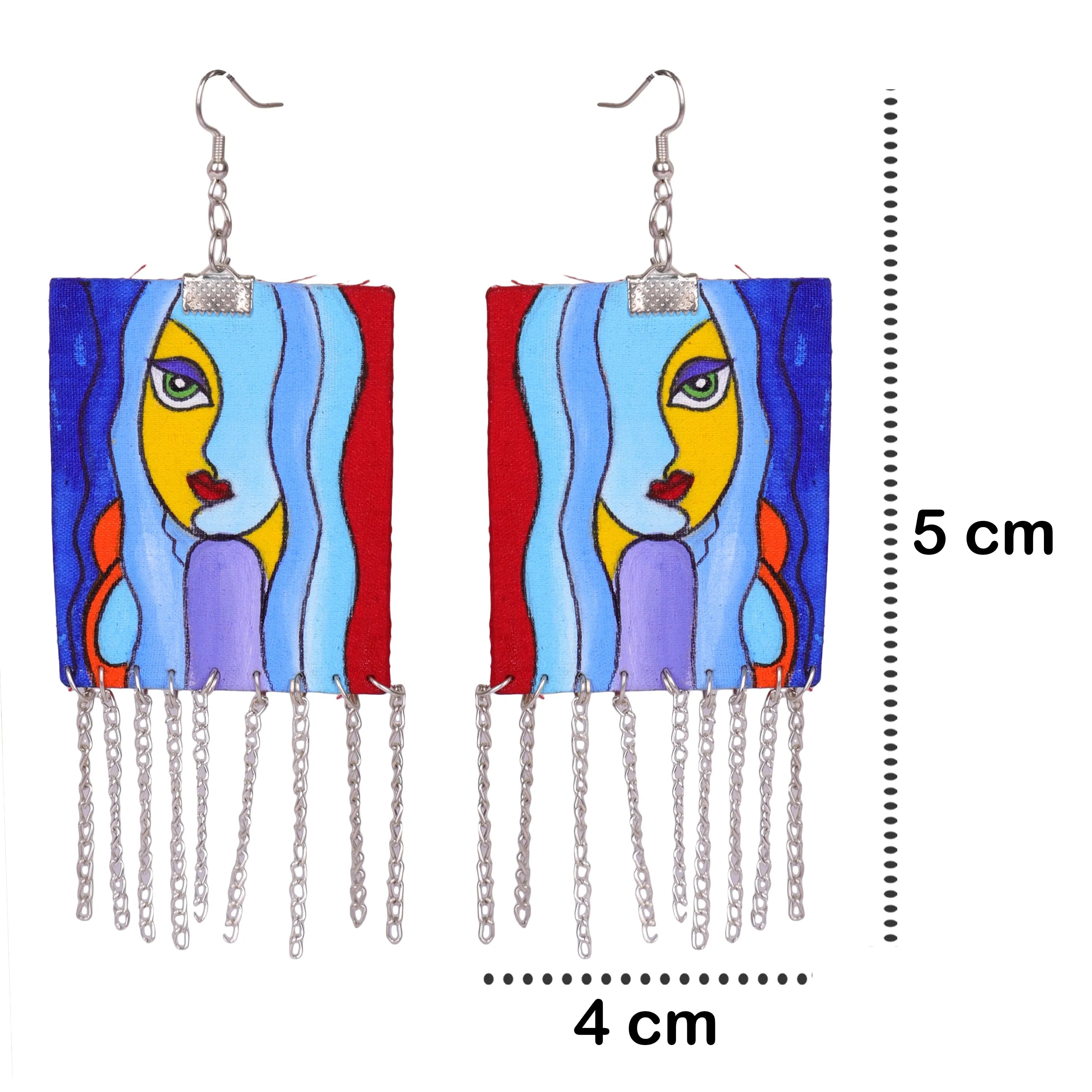 Jahanara Bohemian Multi Color Hand Painted Drop (Earrings) HP-ER-081 - KHOJ.CITY