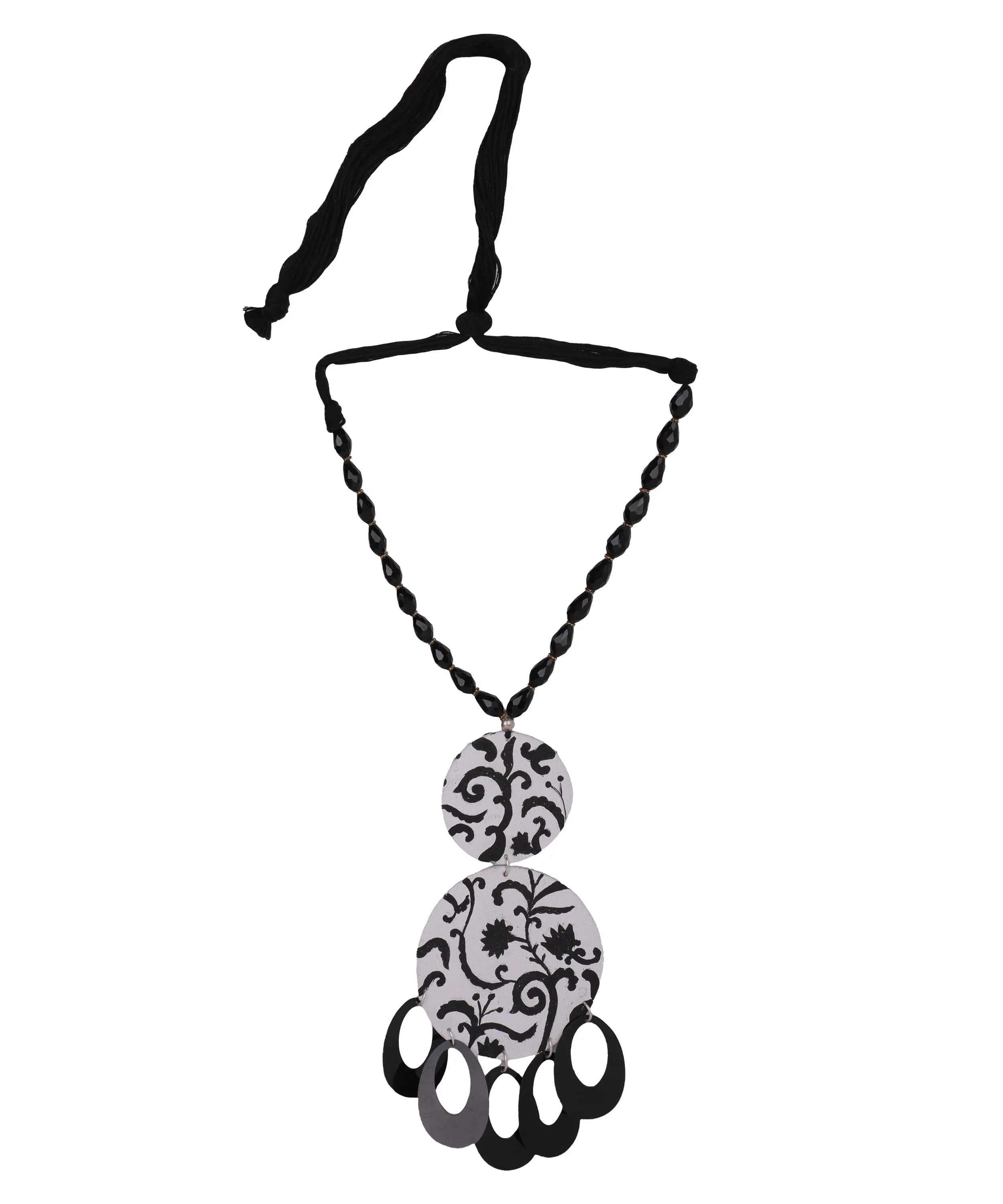 Jet Black Classic Multi Color Hand Painted (Necklace) HP-NP-046 - KHOJ.CITY