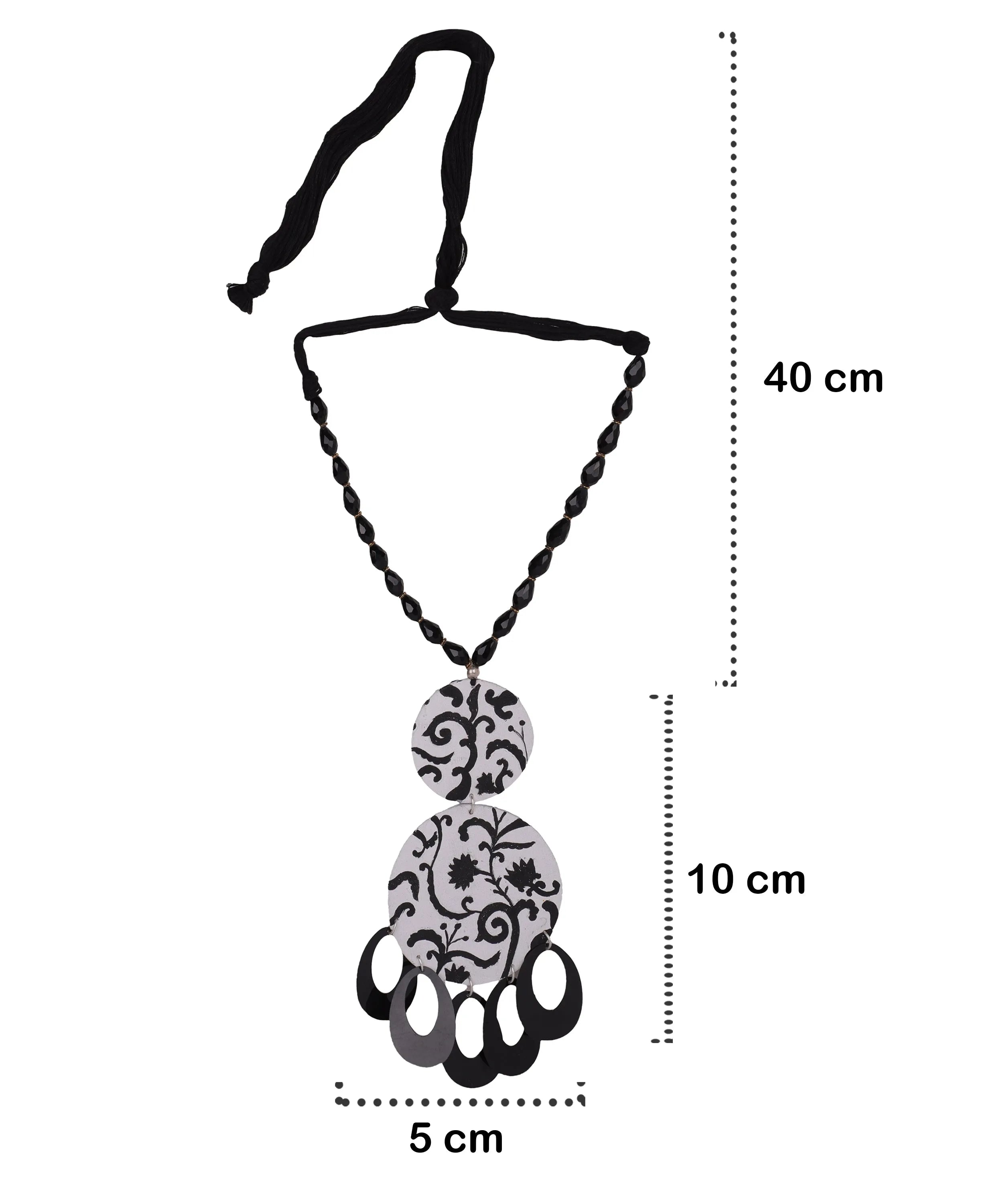 Jet Black Classic Multi Color Hand Painted (Necklace) HP-NP-046 - KHOJ.CITY