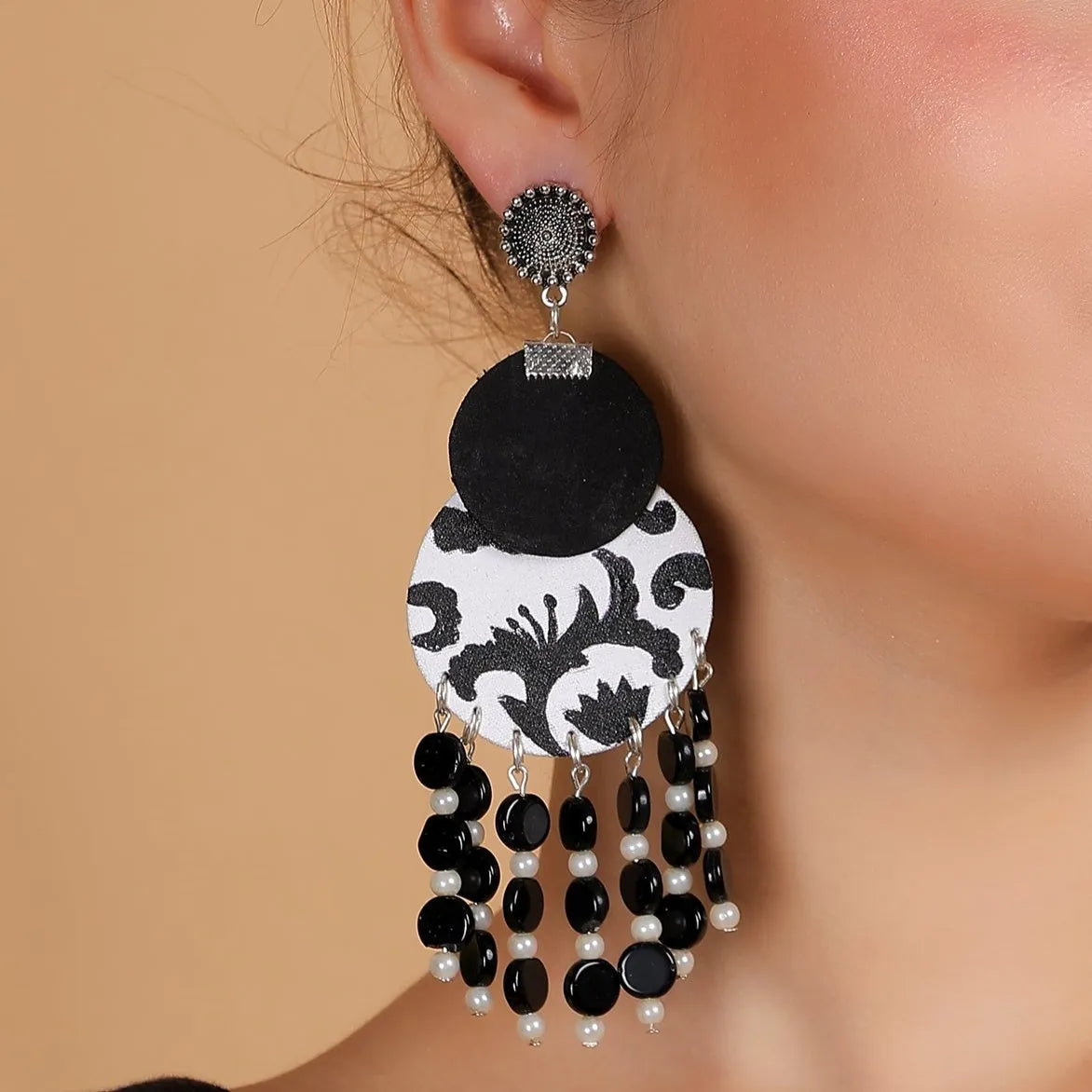 Jet Black Classic Multi Color Hand Painted (Necklace Set) HP-NP-192 - KHOJ.CITY
