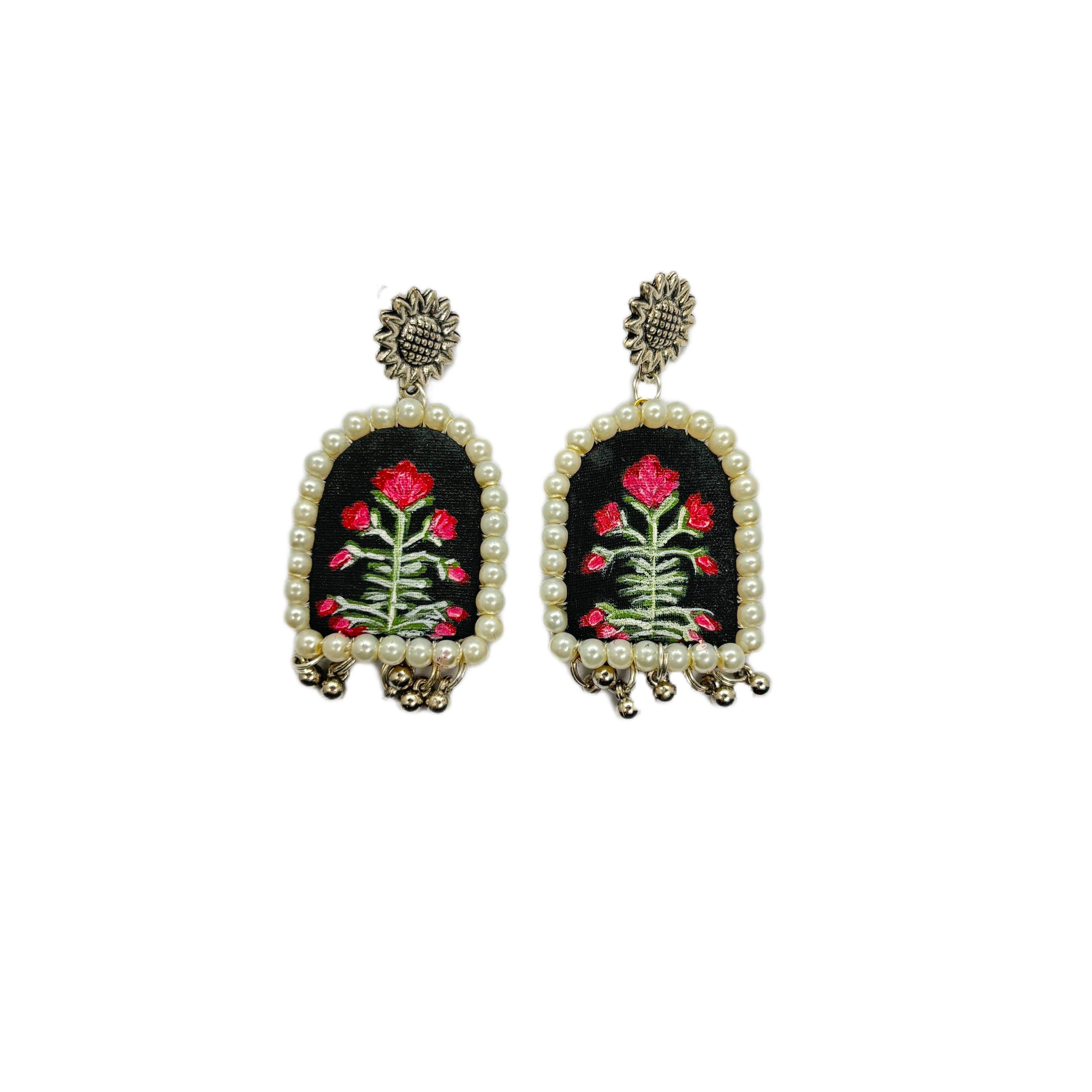 Jharokha Traditional Multi Color Hand Painted Drop (Earrings) HP-ER-067 - KHOJ.CITY