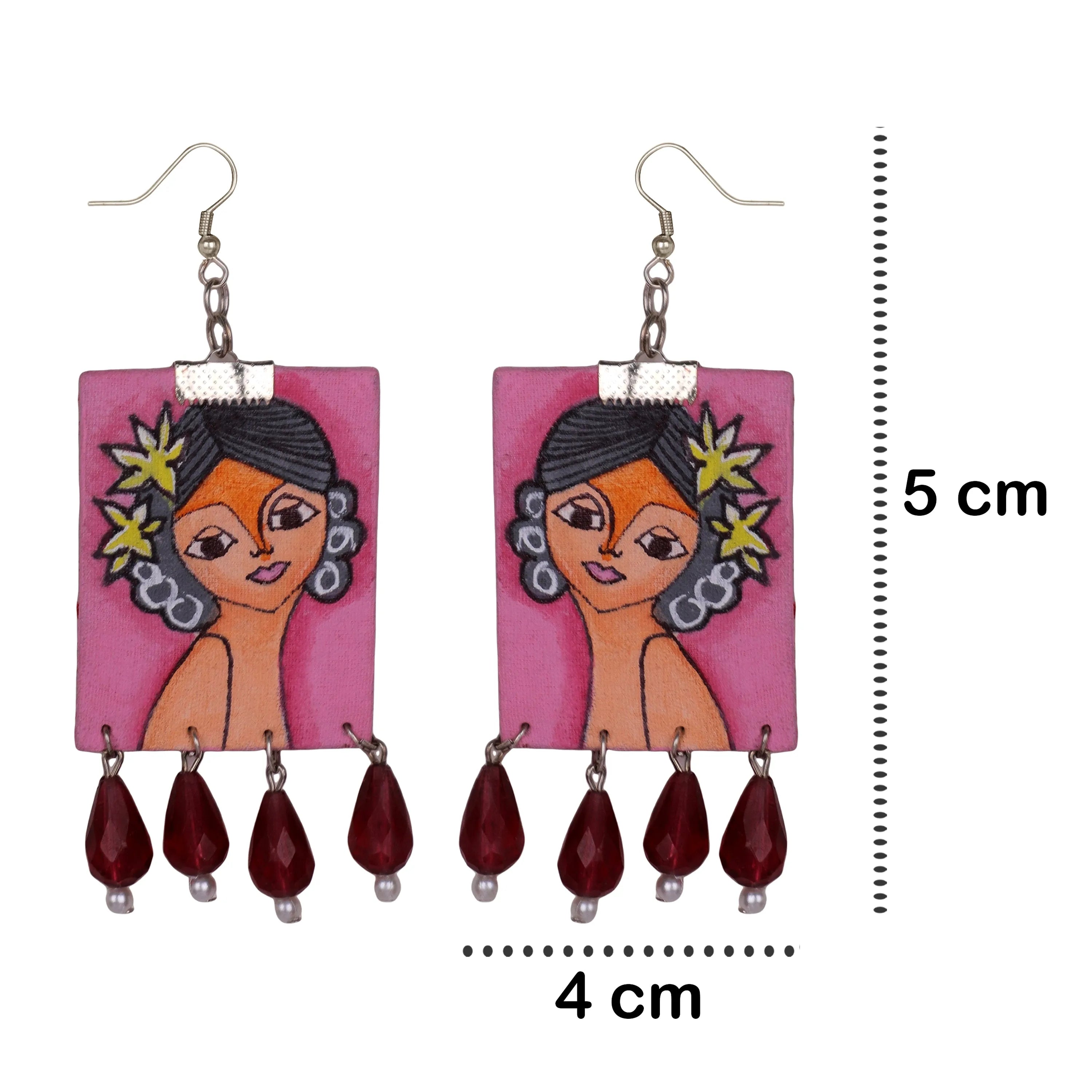 Jiera Bohemian Multi Color Hand Painted Drop (Earrings) HP-ER-084 - KHOJ.CITY