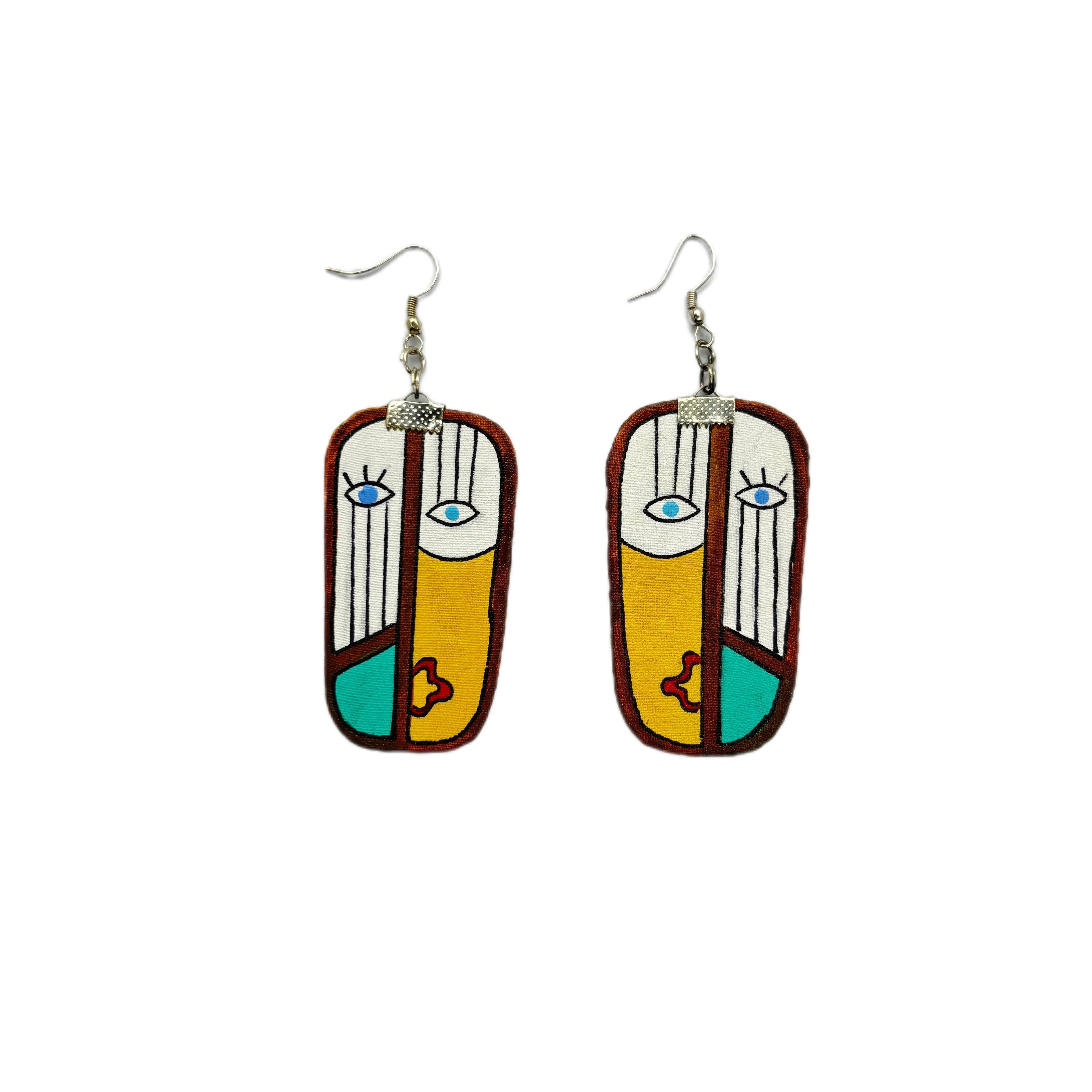 Kaafir Modern Multi Color Hand Painted Drop (Earrings) HP-ER-089 - KHOJ.CITY