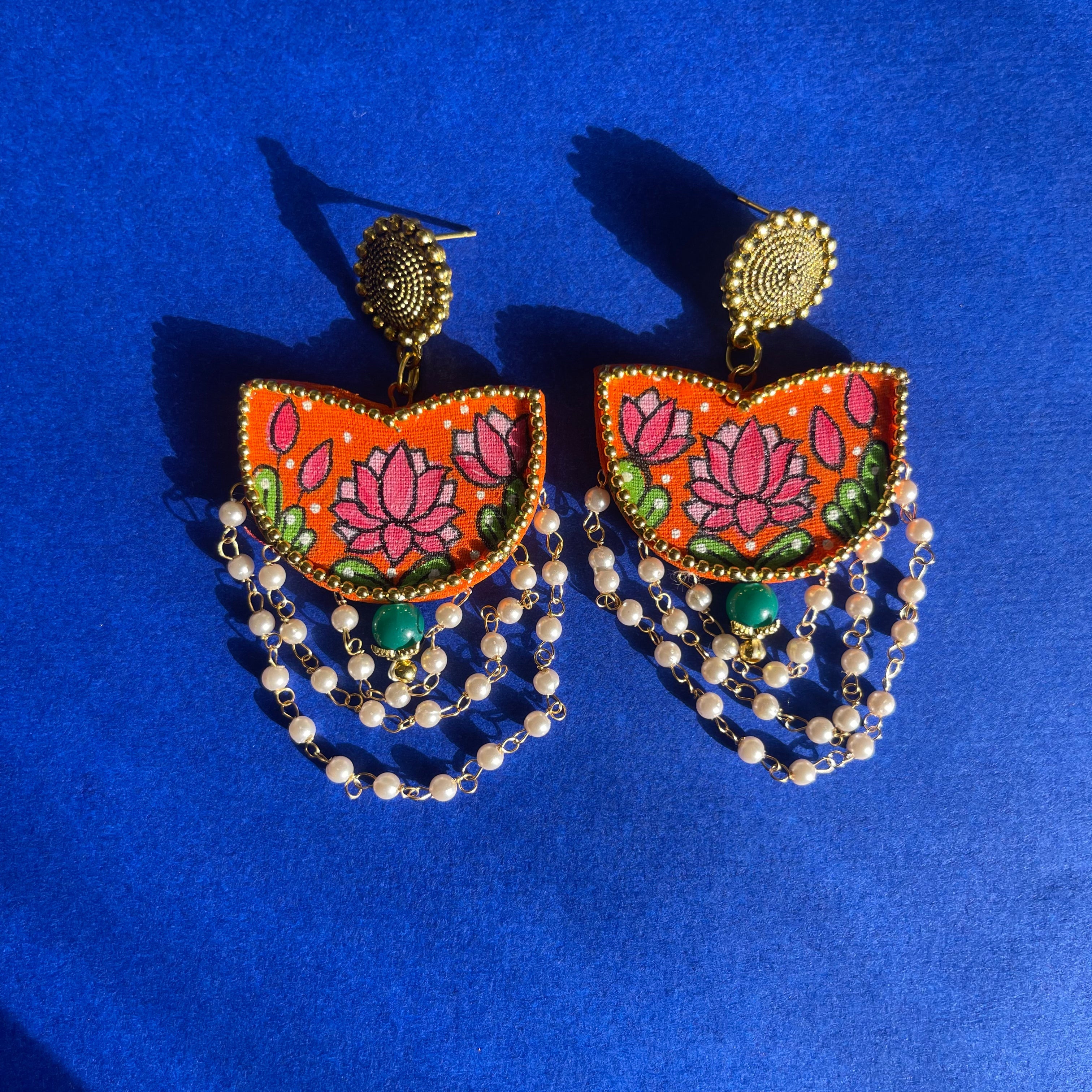Kaatyayani Traditional Orange Handmade Drop (Earrings) HP-ER- - KHOJ.CITY