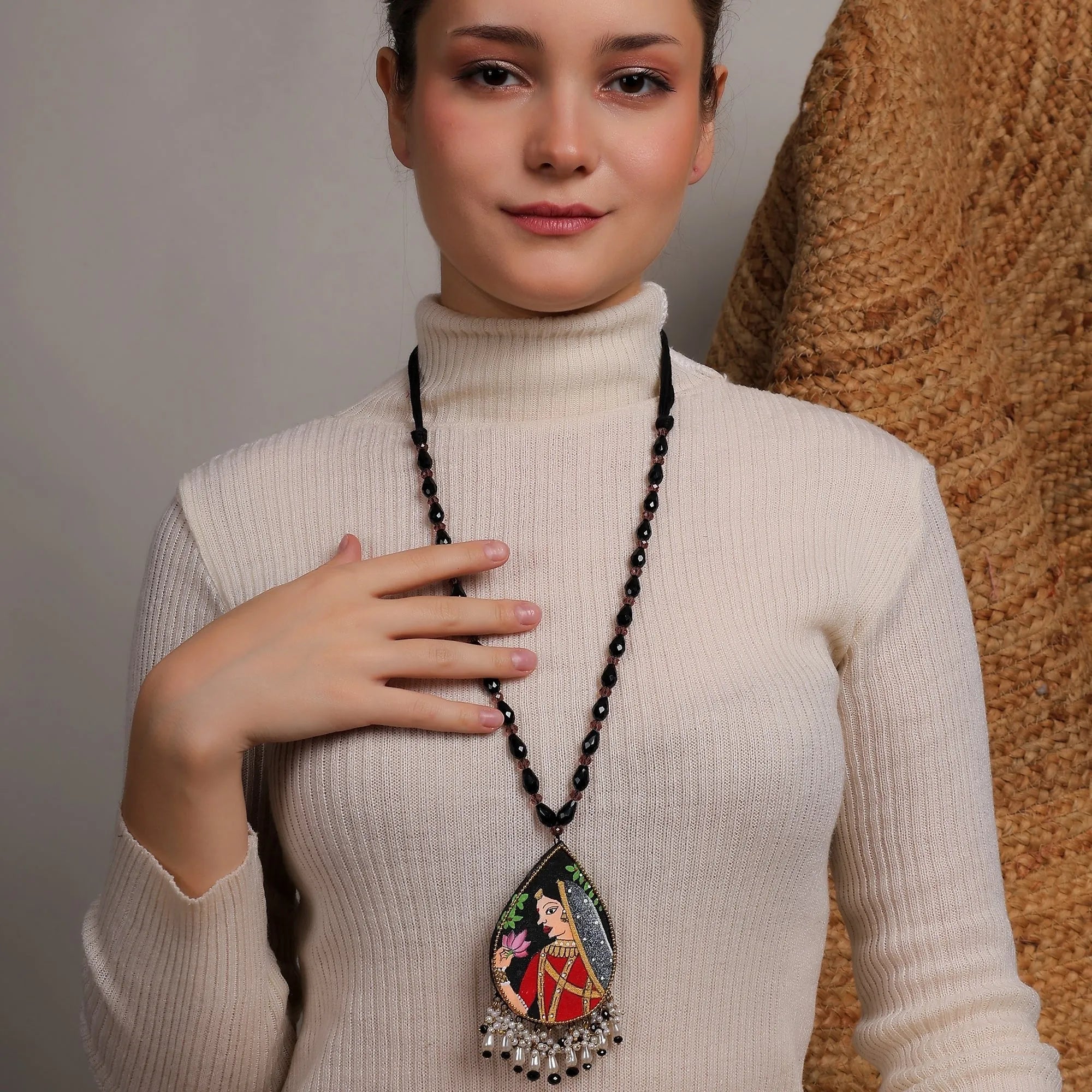 Kali Black Classic Hand Painted (Necklace) HP-NP-061 - KHOJ.CITY
