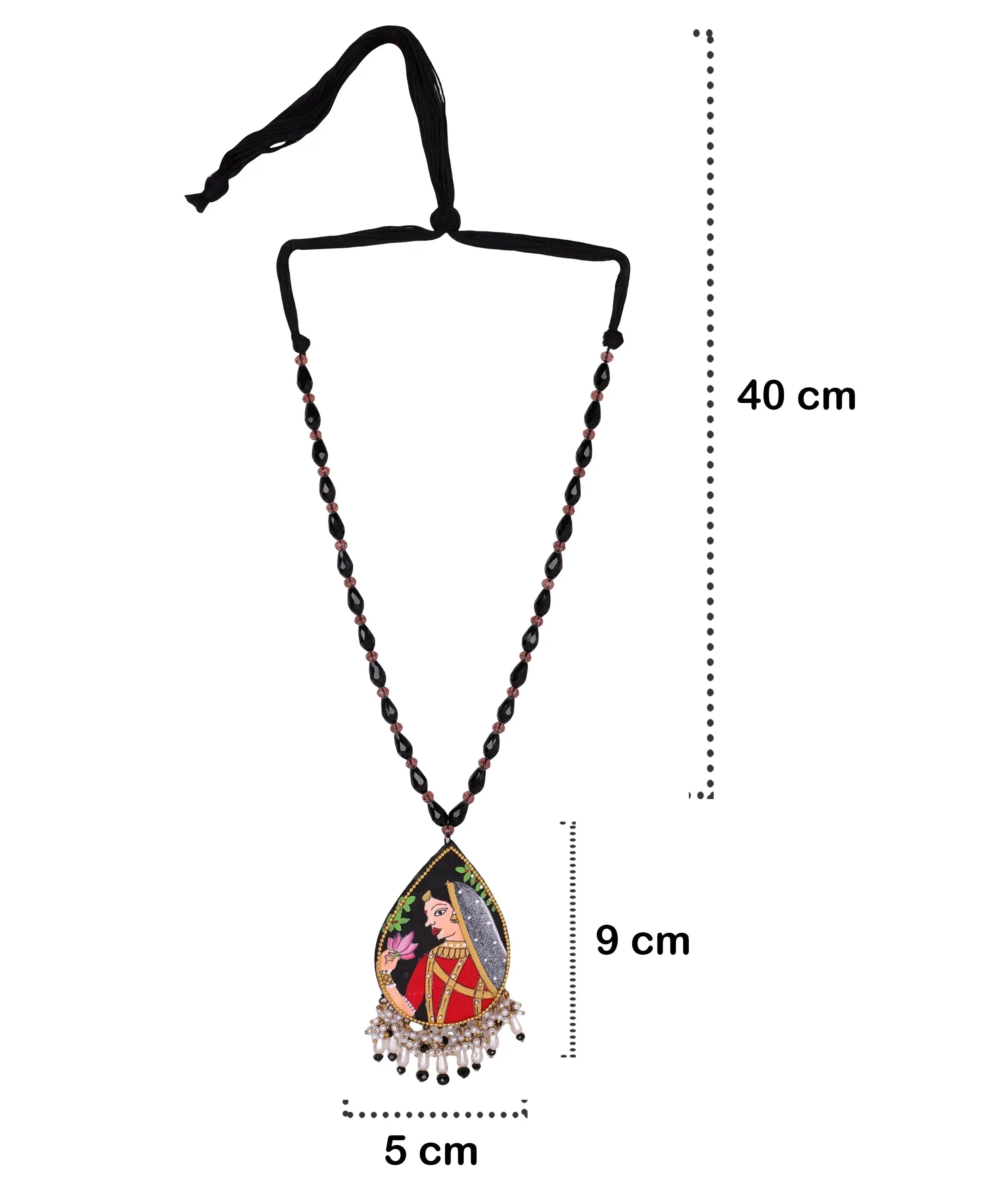 Kali Black Classic Hand Painted (Necklace Set) HP-NP-193 - KHOJ.CITY