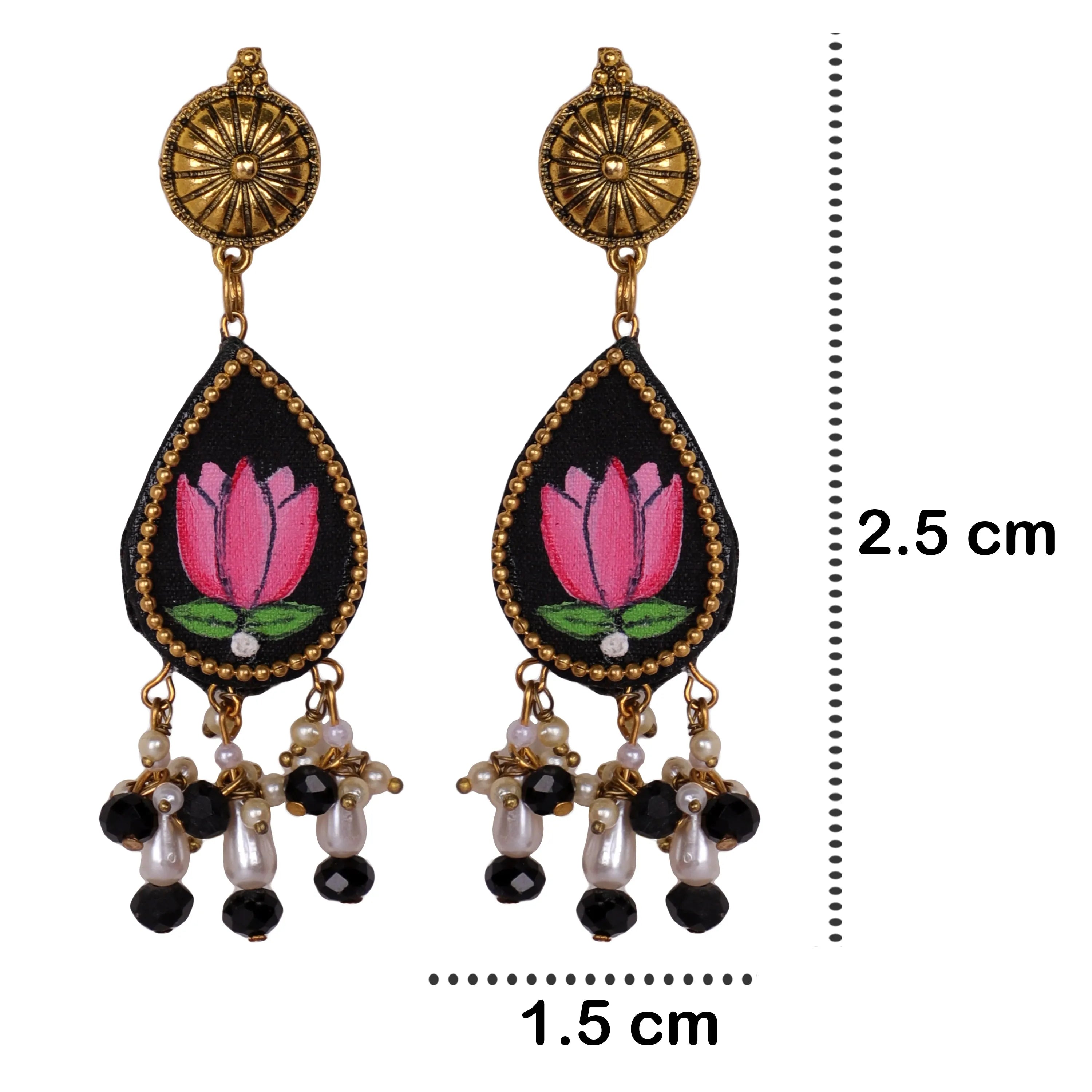 Kali Black Multi Color Hand Painted Drop (Earrings) HP-ER-206 - KHOJ.CITY