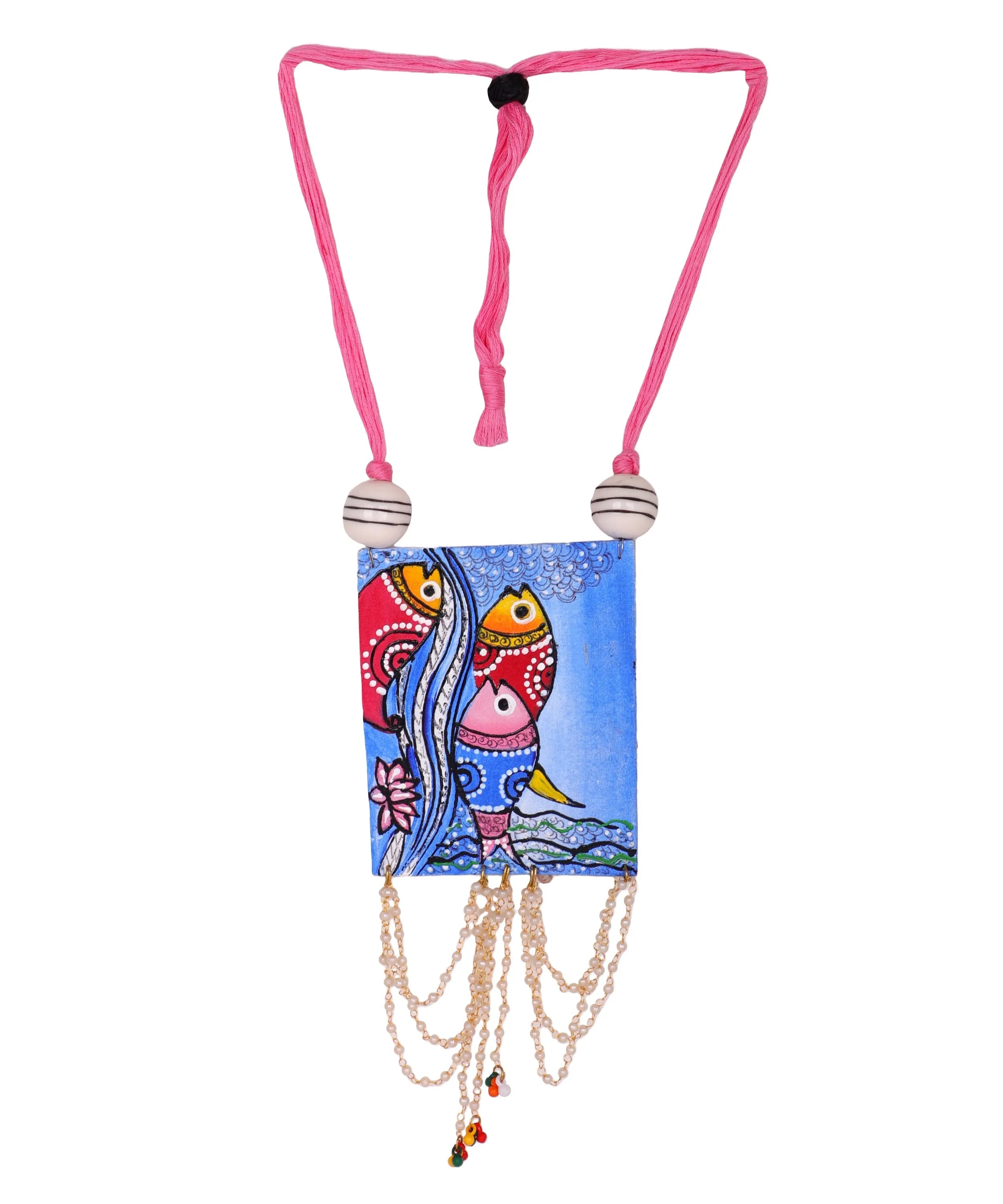 Karimeen Classic Multi Color Hand Painted (Necklace) HP-NP-054 - KHOJ.CITY