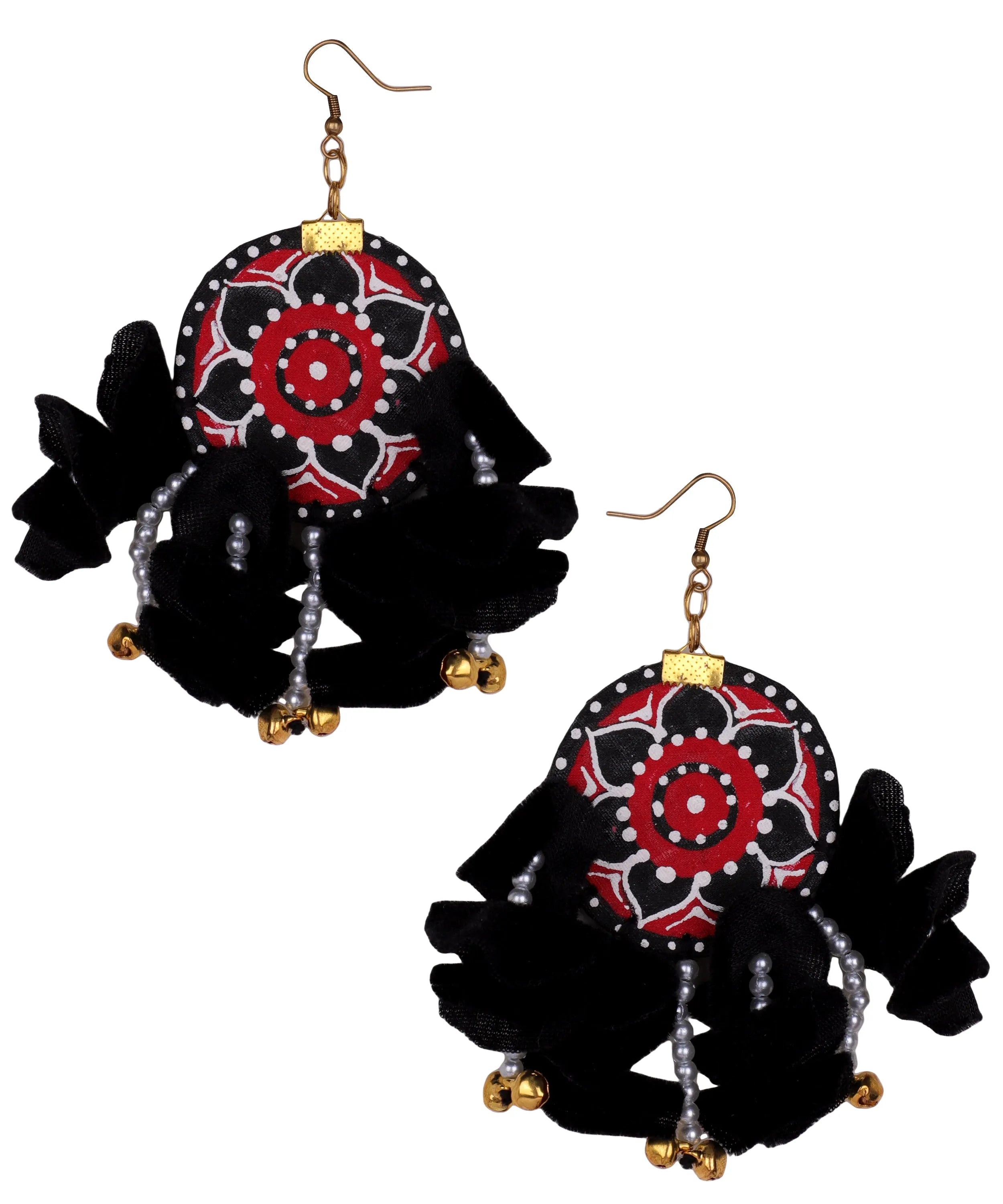 Kolam Traditional Multi Color Hand Painted Drop (Earrings) HP-ER-092 - KHOJ.CITY
