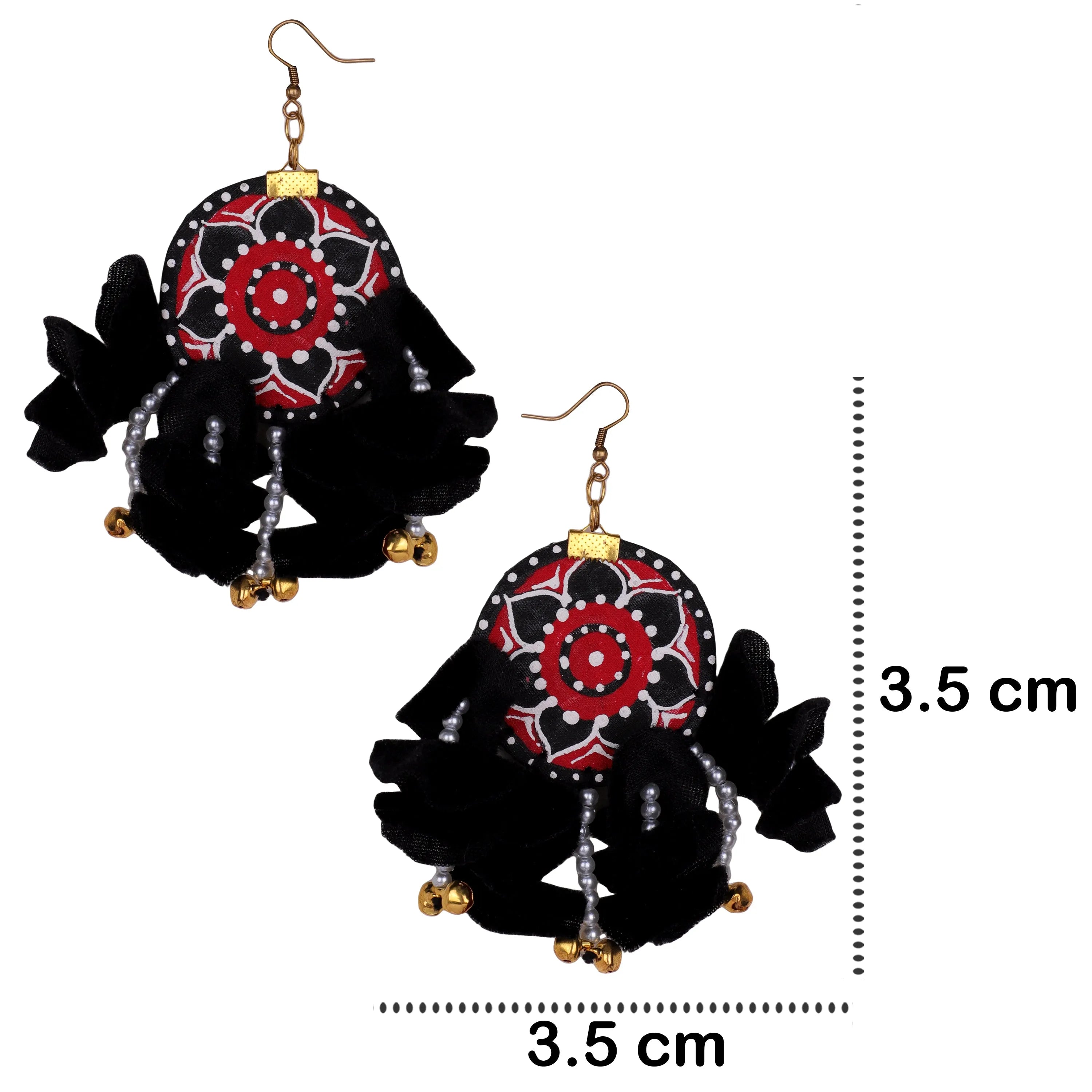 Kolam Traditional Multi Color Hand Painted Drop (Earrings) HP-ER-092 - KHOJ.CITY