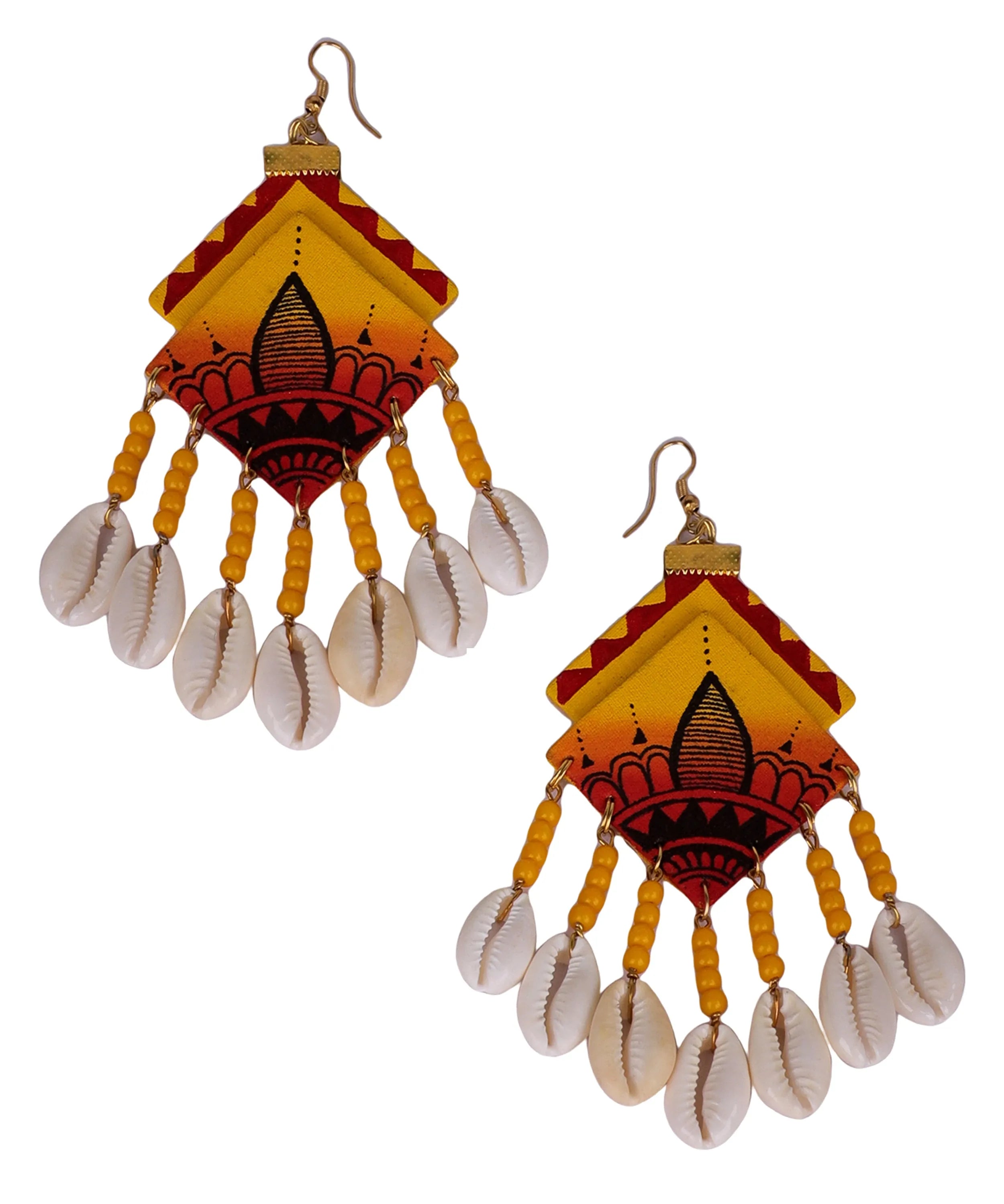 Mahal Bohemian Multi Color Hand Painted Drop (Earrings) HP-ER-097 - KHOJ.CITY