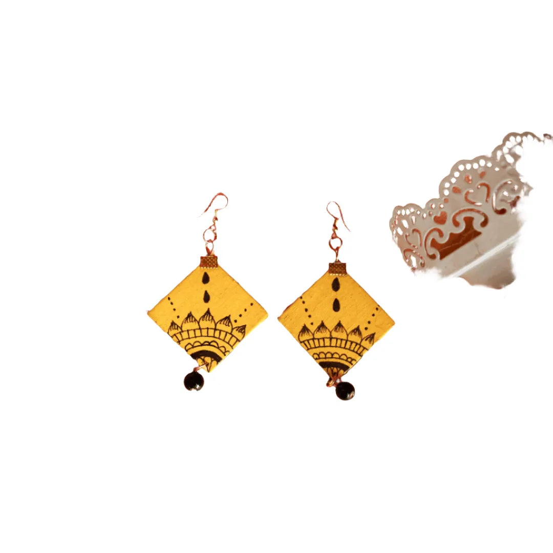 Mandala Art Traditional Multi Color Hand Painted Drop (Earrings) HP-ER-098 - KHOJ.CITY