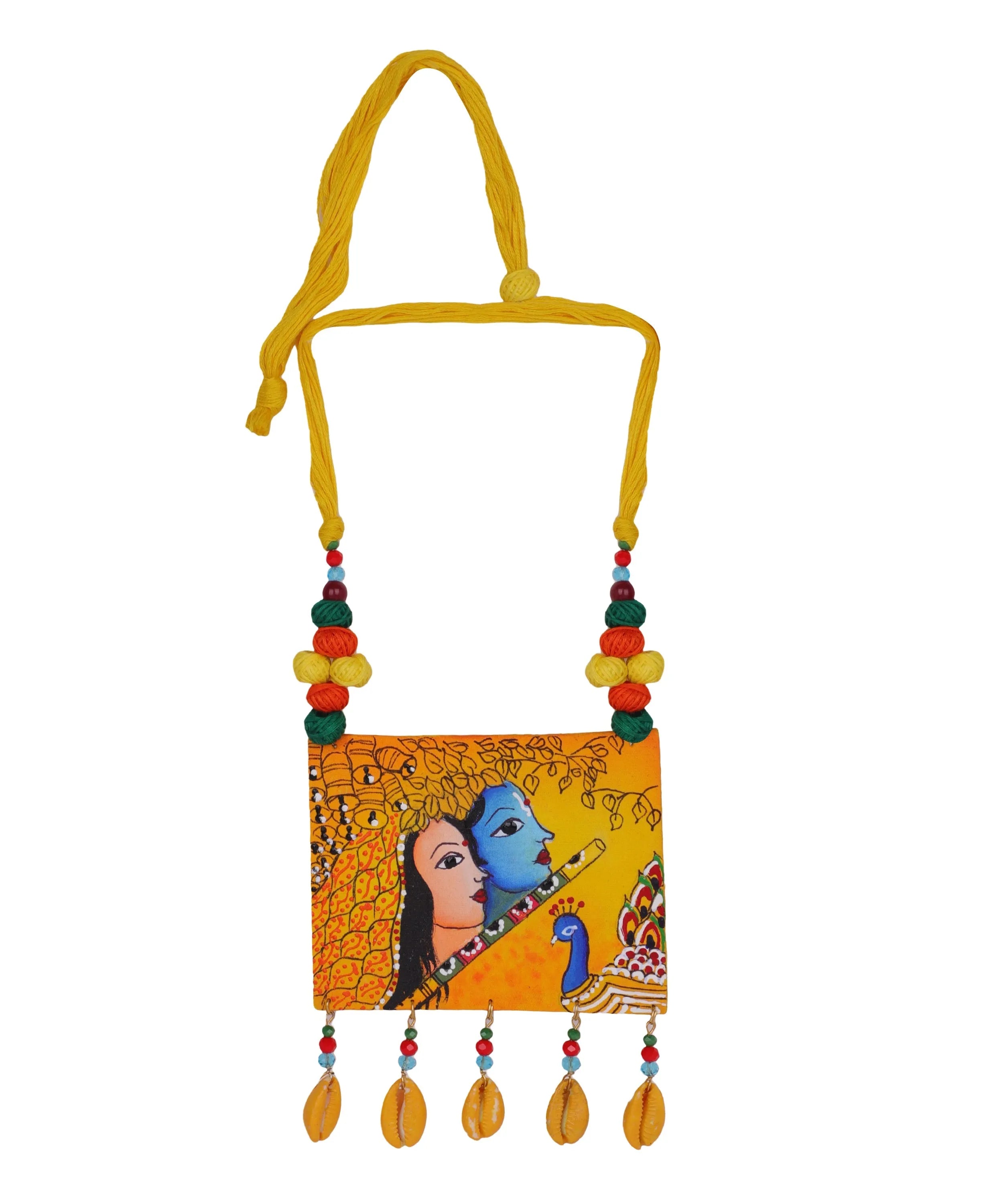 Mayuresh Brij Ke Kanha Traditional Multi Color Hand Painted (Necklace) HP-NP-016 - KHOJ.CITY