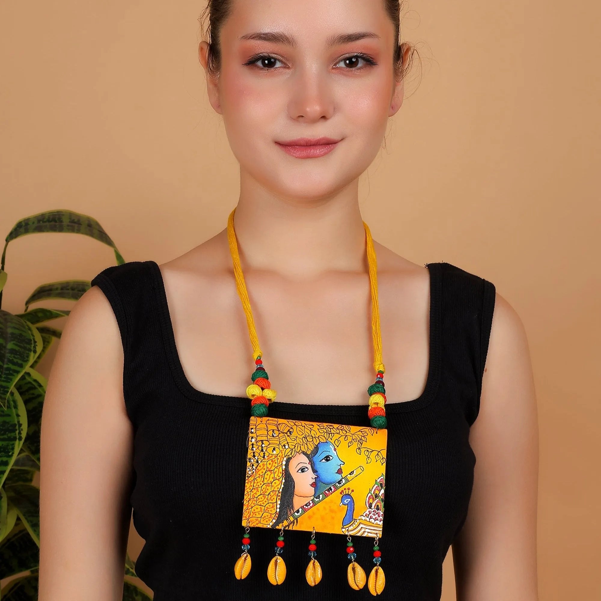 Mayuresh Brij Ke Kanha Traditional Multi Color Hand Painted (Necklace) HP-NP-016 - KHOJ.CITY