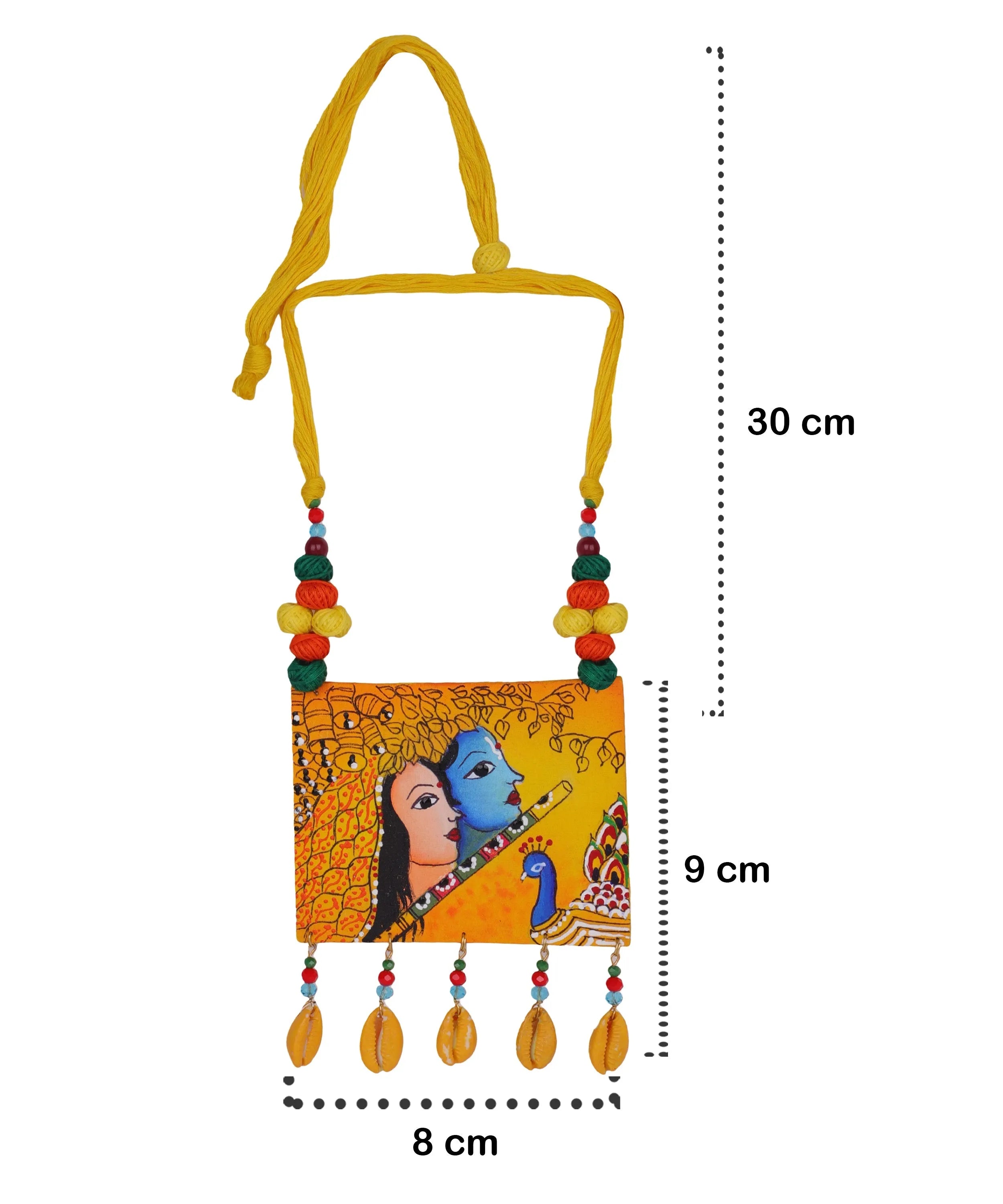 Mayuresh Brij Ke Kanha Traditional Multi Color Hand Painted (Necklace Set) HP-NP-194 - KHOJ.CITY