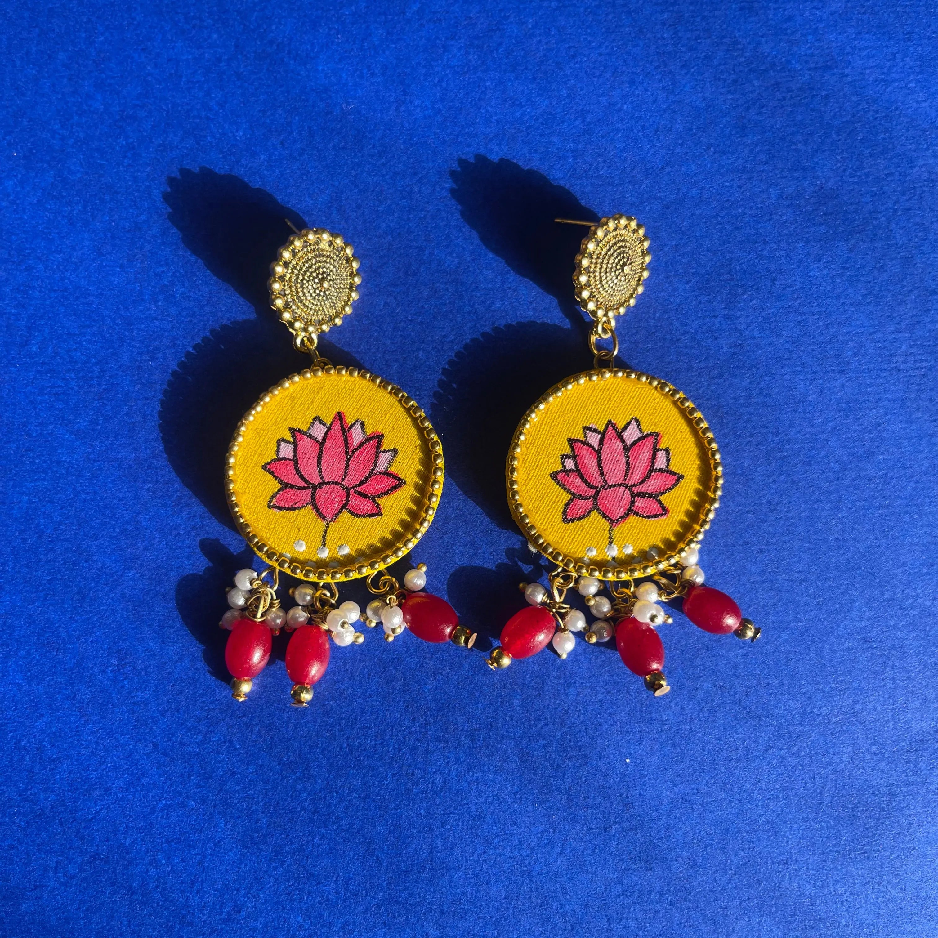 Meera Traditional Yellow Handmade Drop (Earrings) HP-ER- - KHOJ.CITY