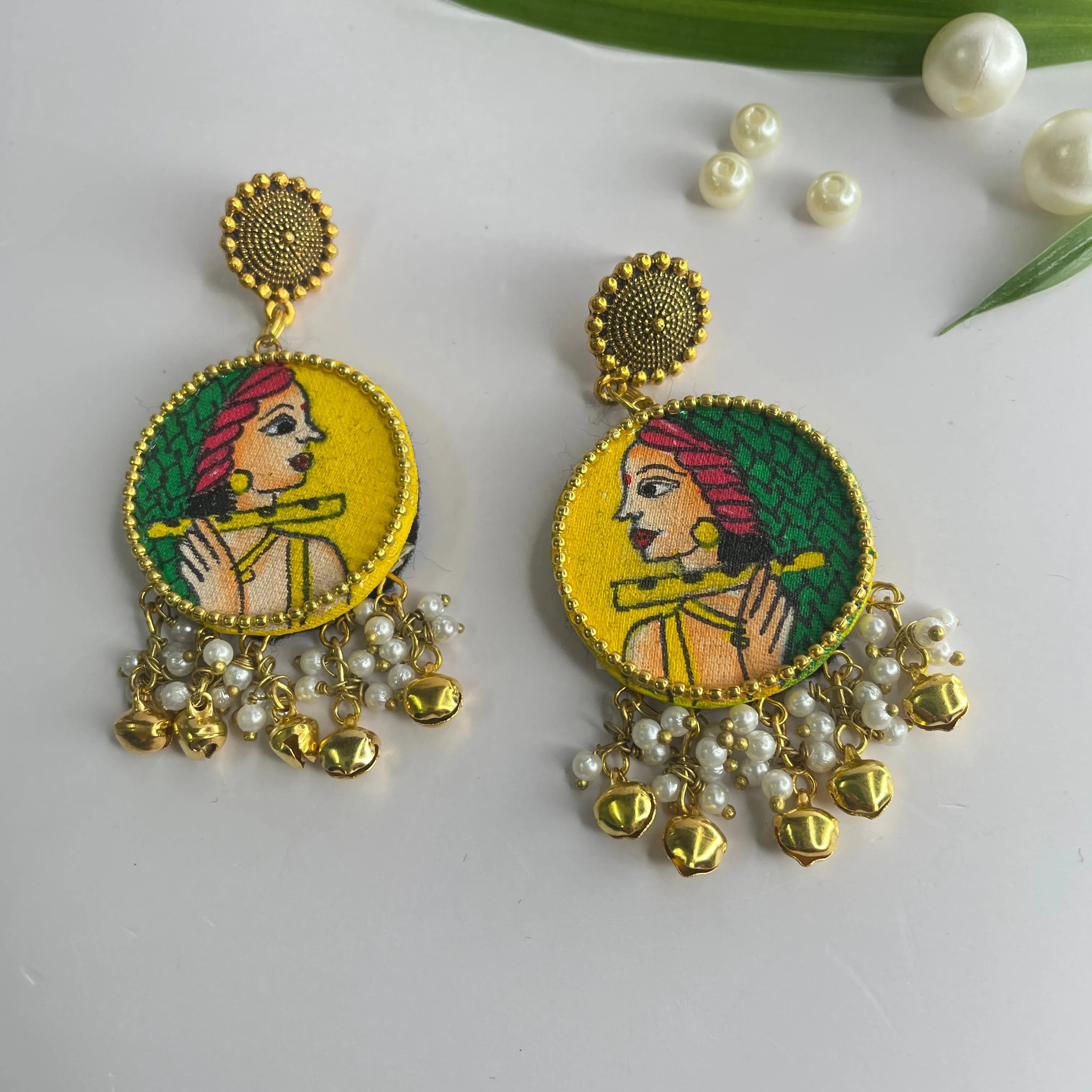 Bansy Traditional Haldi Yellow Handmade Drop (Earrings) HP-ER- - KHOJ.CITY